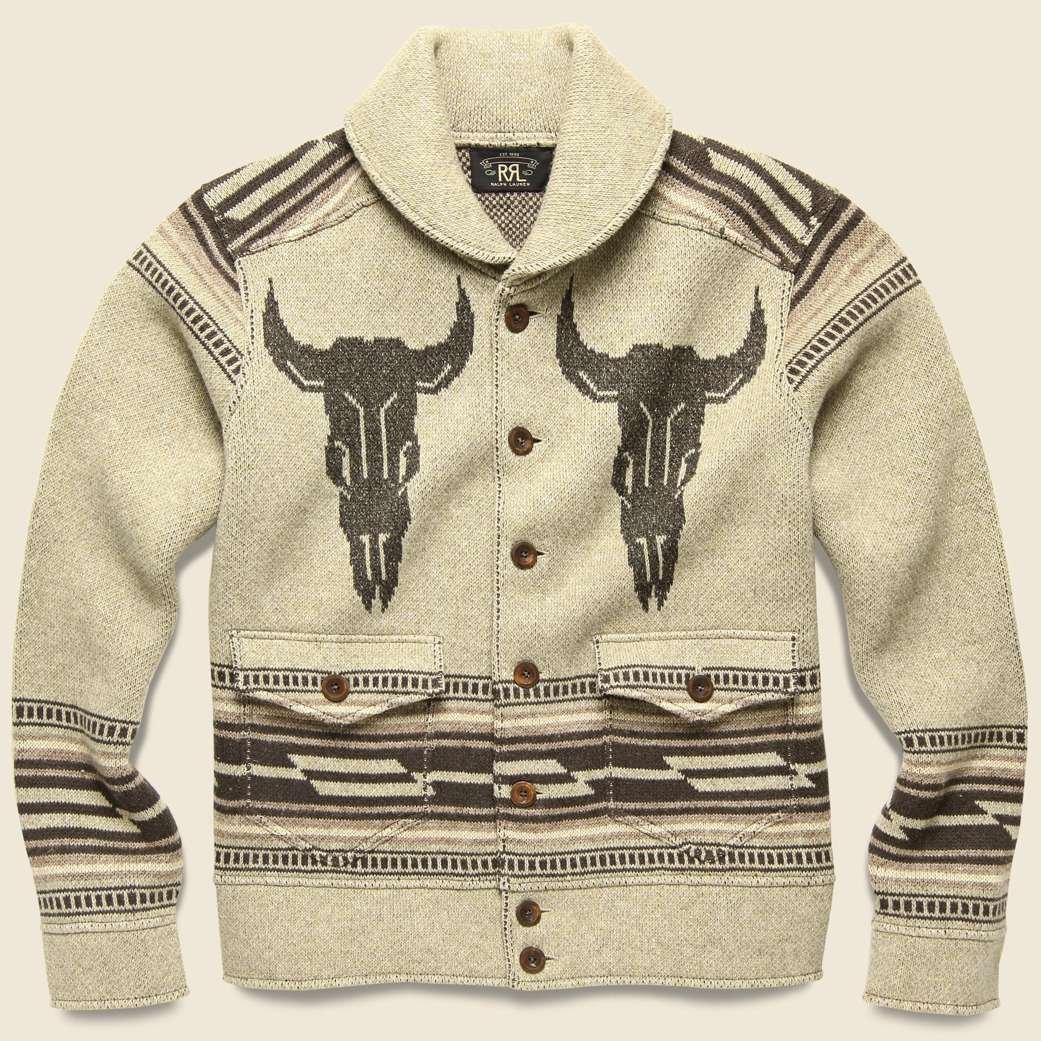 Western Shawl Collar Jacket - Oatmeal Heather/Brown - RRL - STAG Provisions - Outerwear - Coat / Jacket