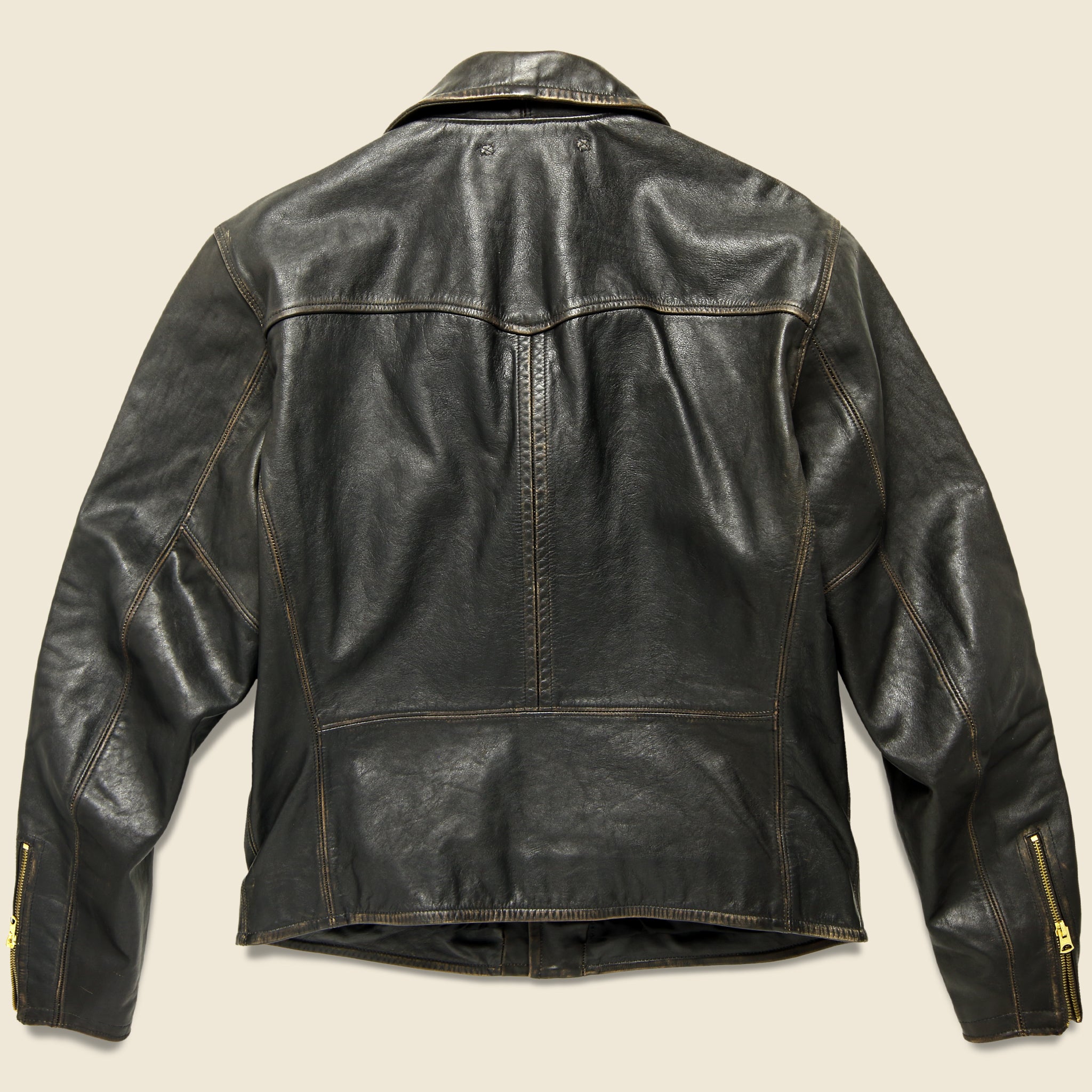 Leather Moto Jacket - Black/Brown - RRL - STAG Provisions - Outerwear - Coat / Jacket