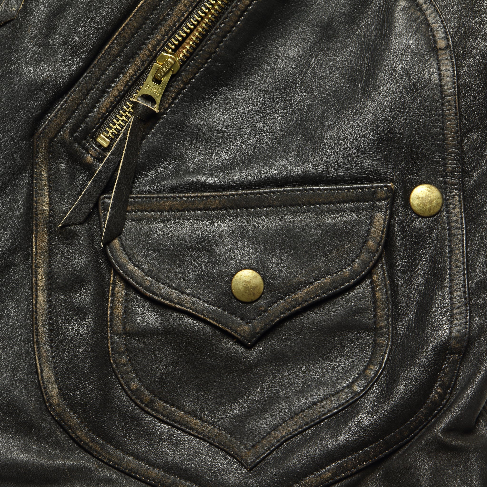 Leather Moto Jacket - Black/Brown - RRL - STAG Provisions - Outerwear - Coat / Jacket