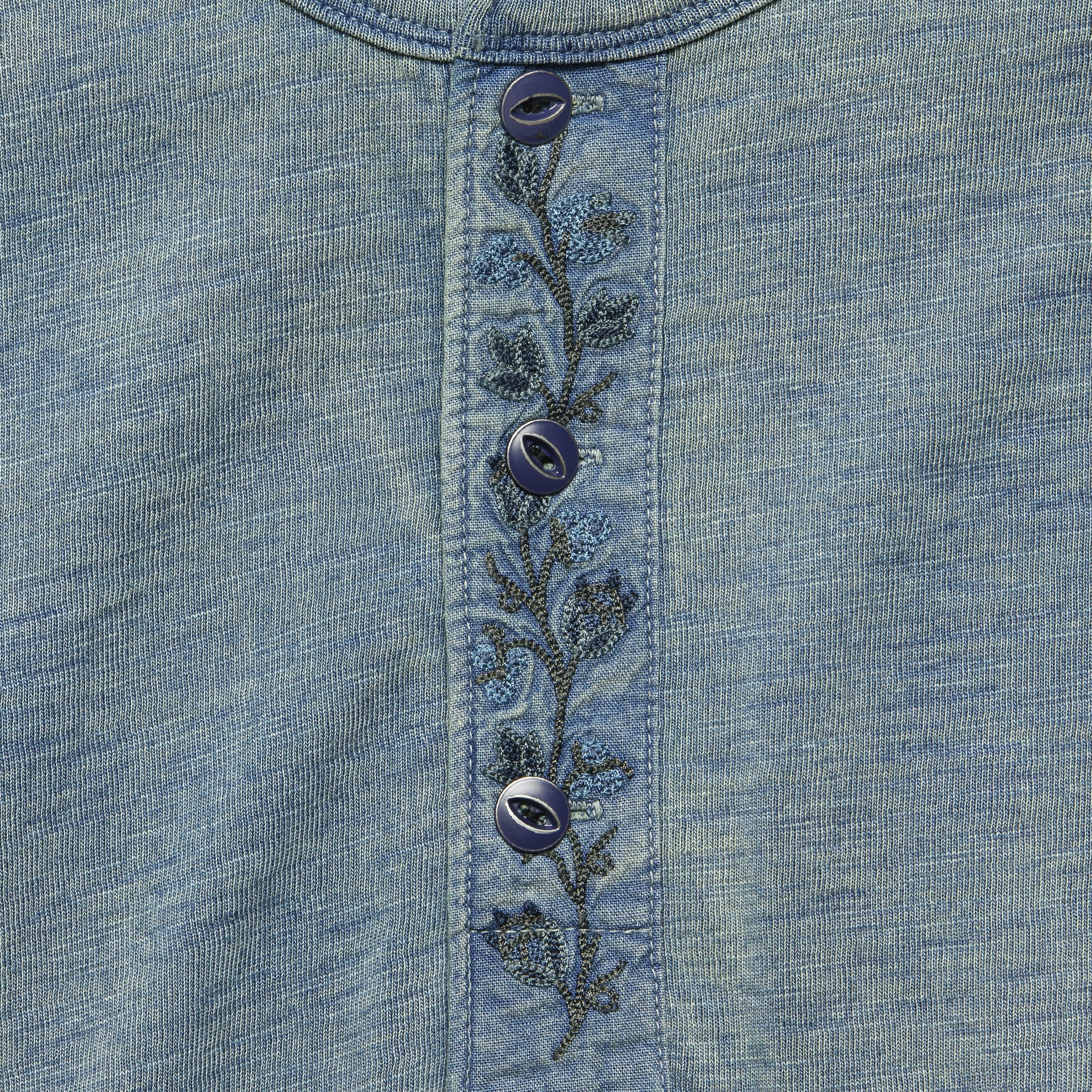 
                          Embroidered Indigo Henley - Blue - RRL - STAG Provisions - Tops - L/S Knit
                        