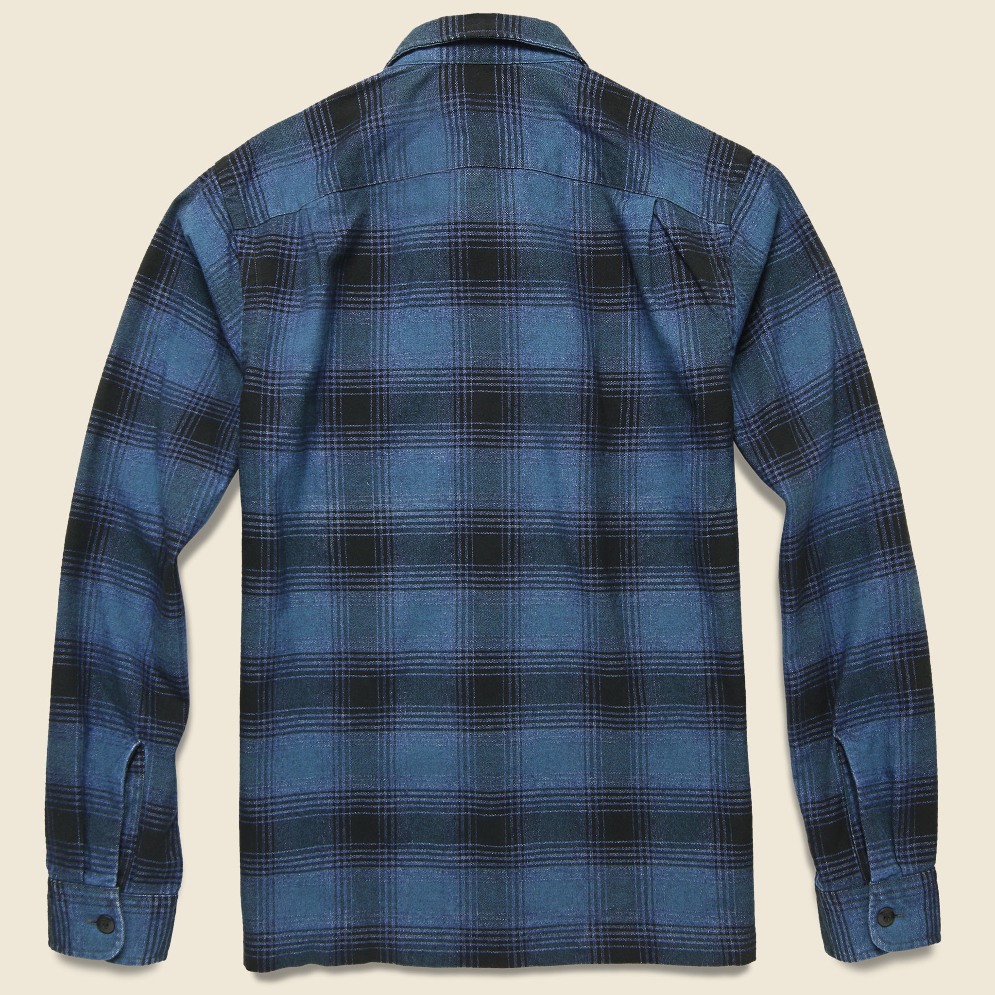 
                          Brushed Towns Camp Shirt - Indigo/Black Ombr‚àö¬© Plaid - RRL - STAG Provisions - Tops - L/S Woven - Plaid
                        