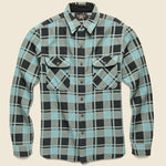 Plaid Jacquard Flannel Workshirt - Turquoise/Sulphur - RRL - STAG Provisions - Tops - L/S Woven - Plaid
