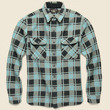Plaid Jacquard Flannel Workshirt - Turquoise/Sulphur - RRL - STAG Provisions - Tops - L/S Woven - Plaid