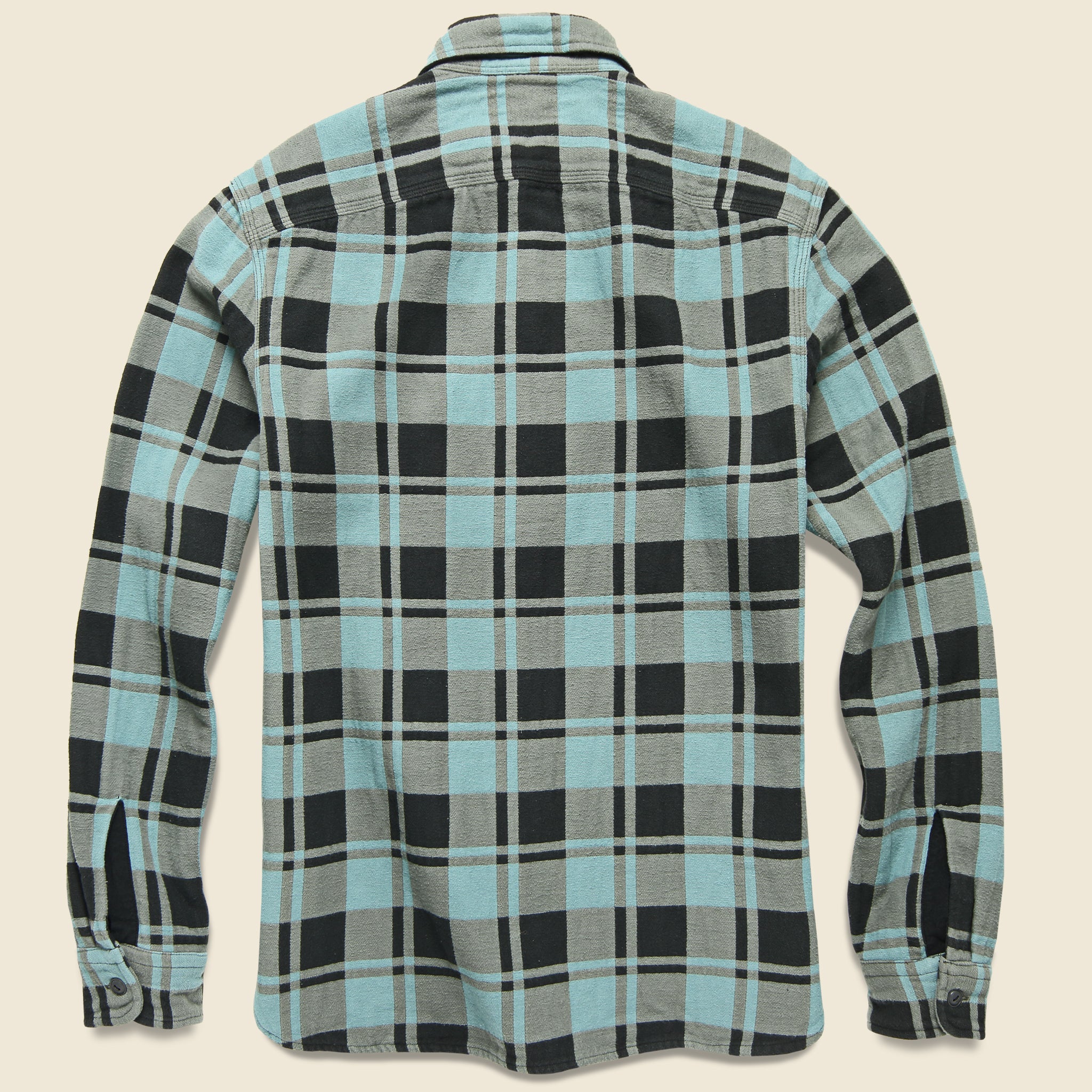 
                          Plaid Jacquard Flannel Workshirt - Turquoise/Sulphur - RRL - STAG Provisions - Tops - L/S Woven - Plaid
                        