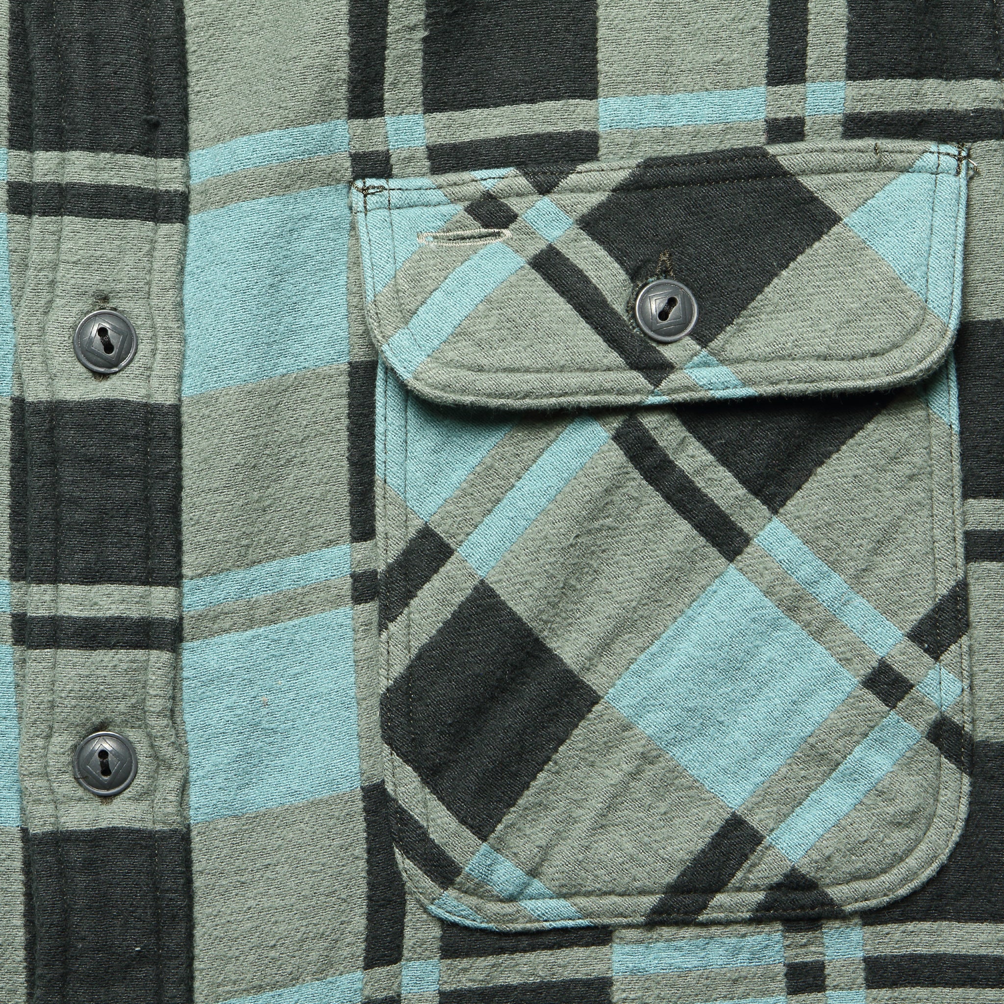 
                          Plaid Jacquard Flannel Workshirt - Turquoise/Sulphur - RRL - STAG Provisions - Tops - L/S Woven - Plaid
                        