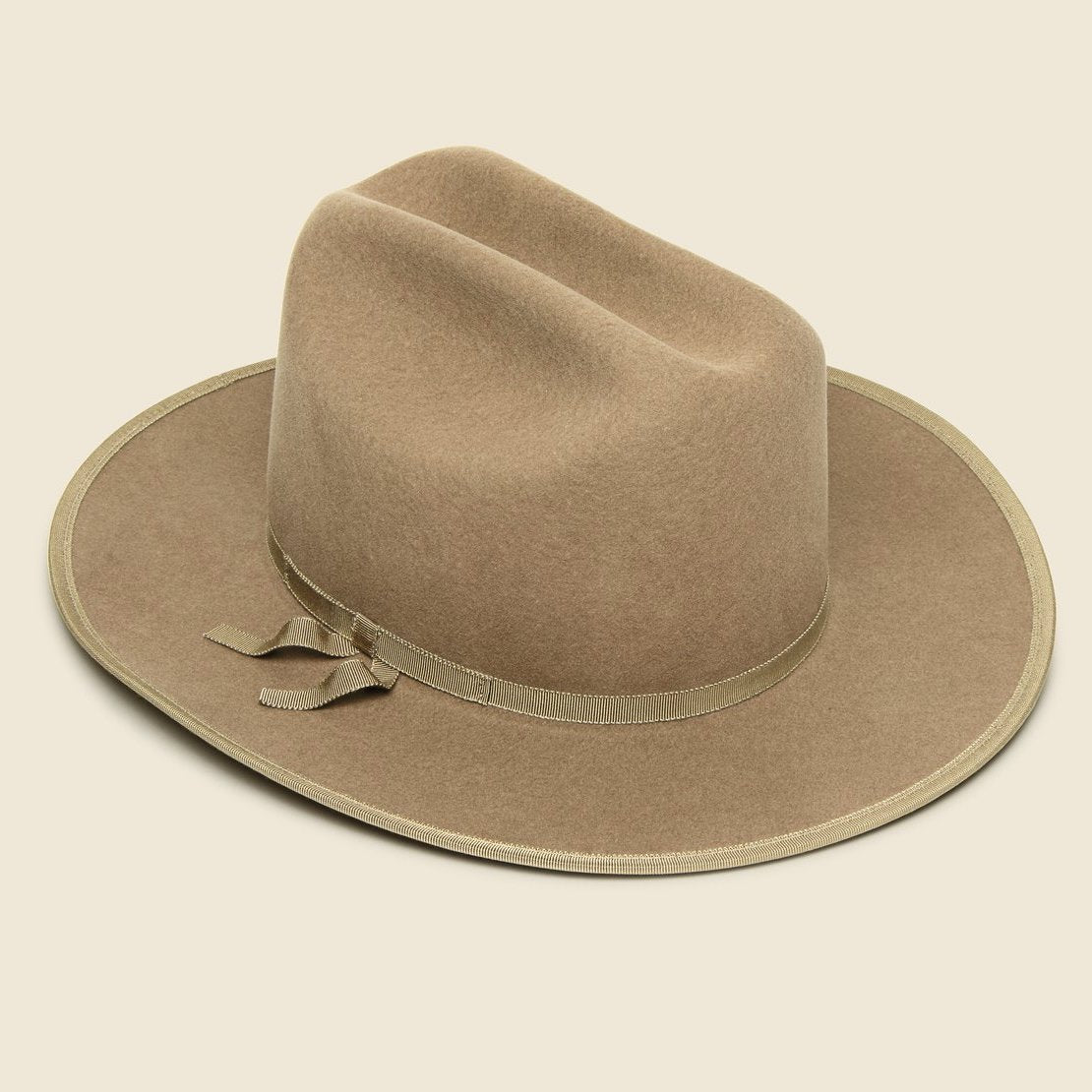 Wool Felt Cattleman Hat - Silver/Tan