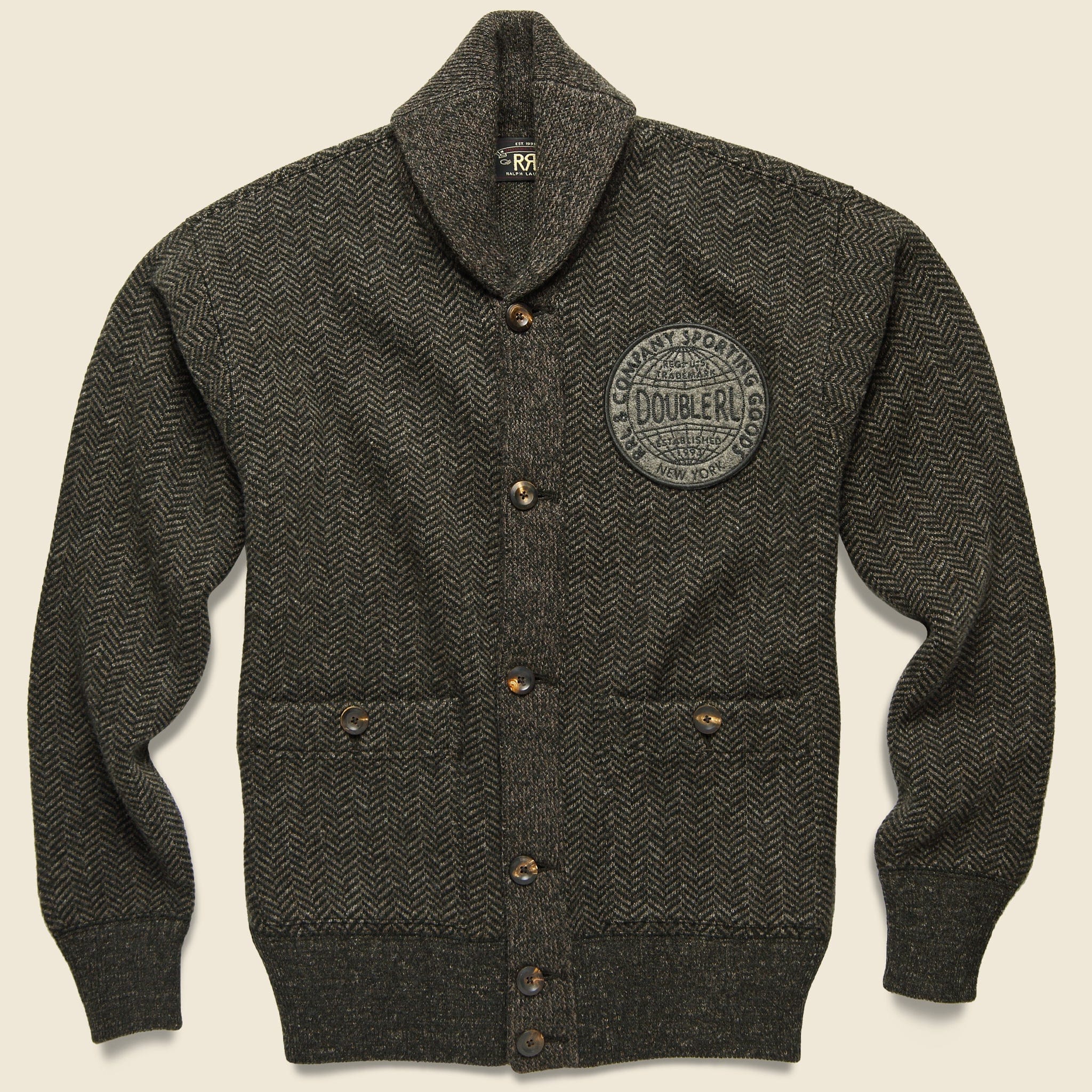Wool Blend Shawl Cardigan - Grey Herringbone - RRL - STAG Provisions - Tops - Sweater