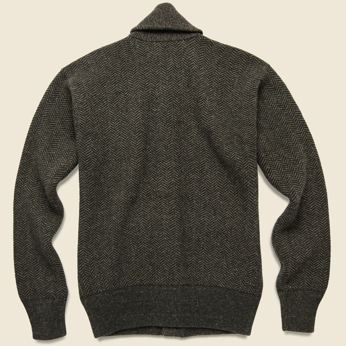 Wool Blend Shawl Cardigan - Grey Herringbone
