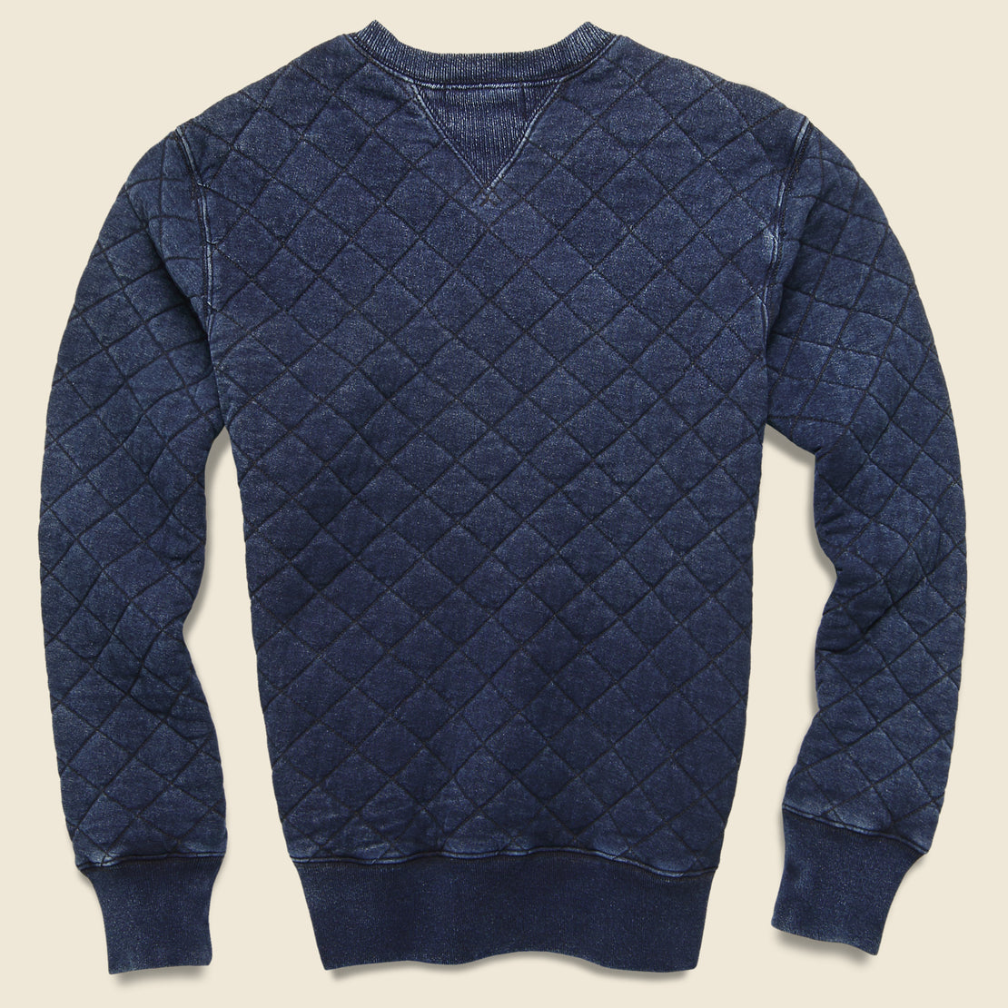 Quilted Cotton Crewneck - Rinsed Indigo Blue - RRL - STAG Provisions - Tops - Fleece / Sweatshirt