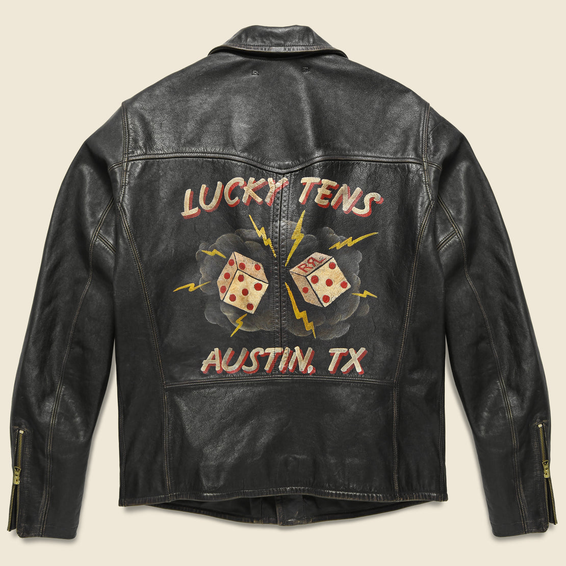 RRL The "Lucky Tens" Hand-Painted Leather Jacket for STAG