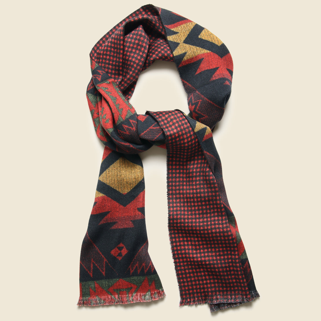 Briggs Cashmere Winter Scarf - Red/Black/Cream
