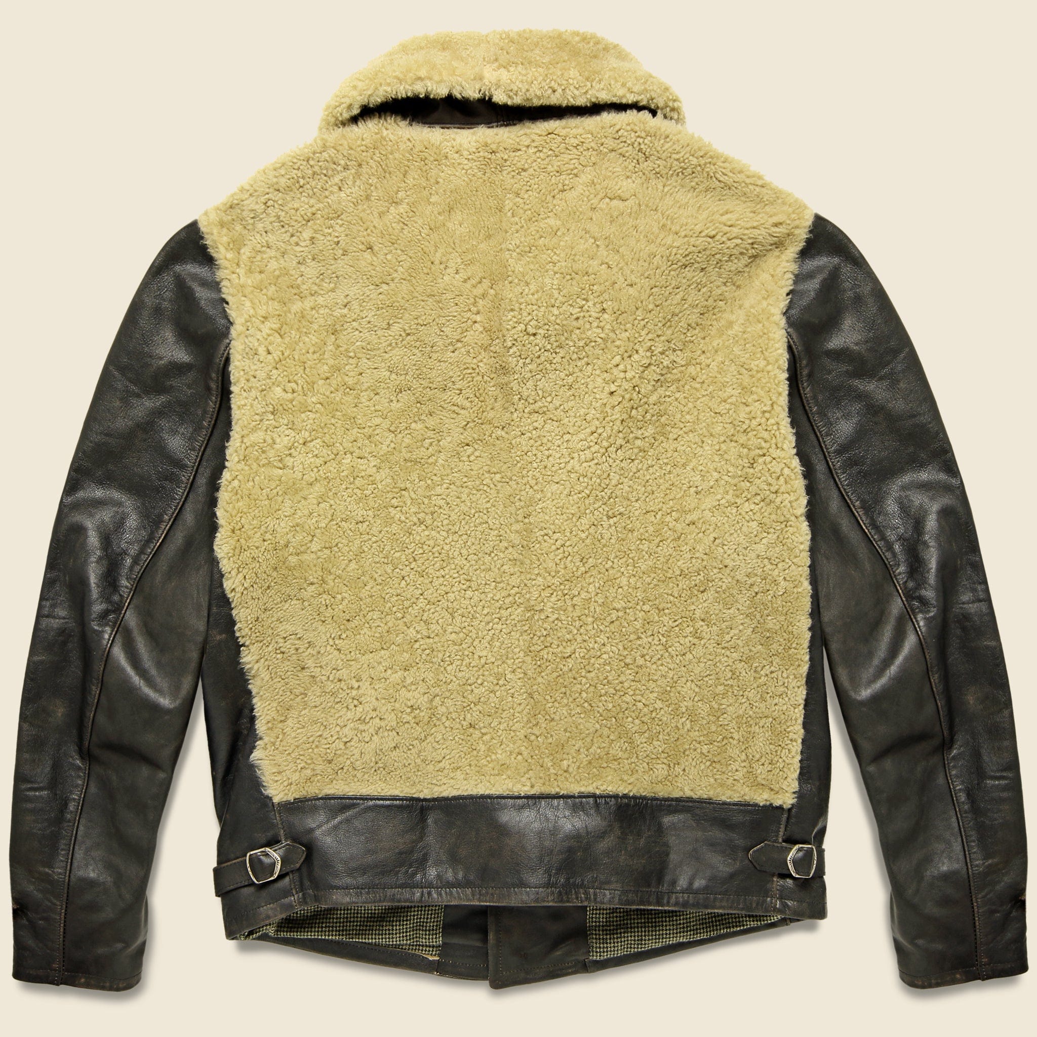 
                          Shearling-Leather Motorcycle Jacket - Black/Cream - RRL - STAG Provisions - Outerwear - Coat / Jacket
                        