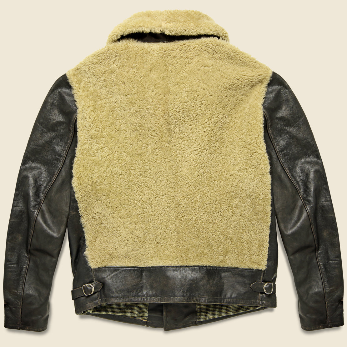 Shearling-Leather Motorcycle Jacket - Black/Cream - RRL - STAG Provisions - Outerwear - Coat / Jacket