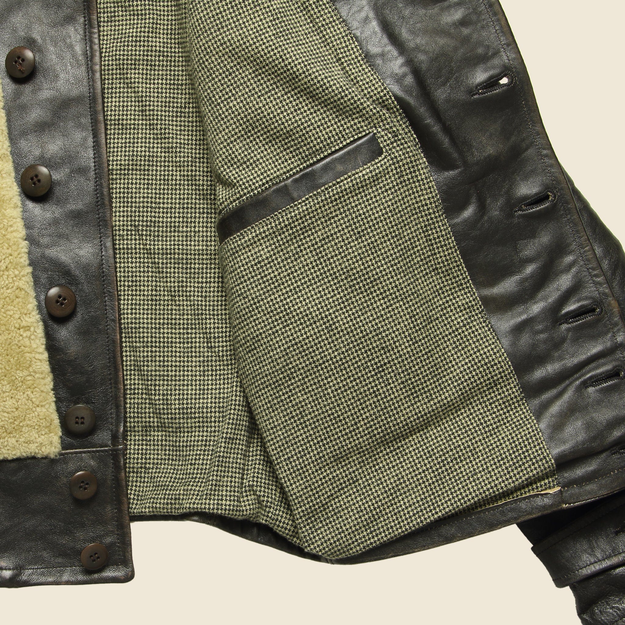 
                          Shearling-Leather Motorcycle Jacket - Black/Cream - RRL - STAG Provisions - Outerwear - Coat / Jacket
                        