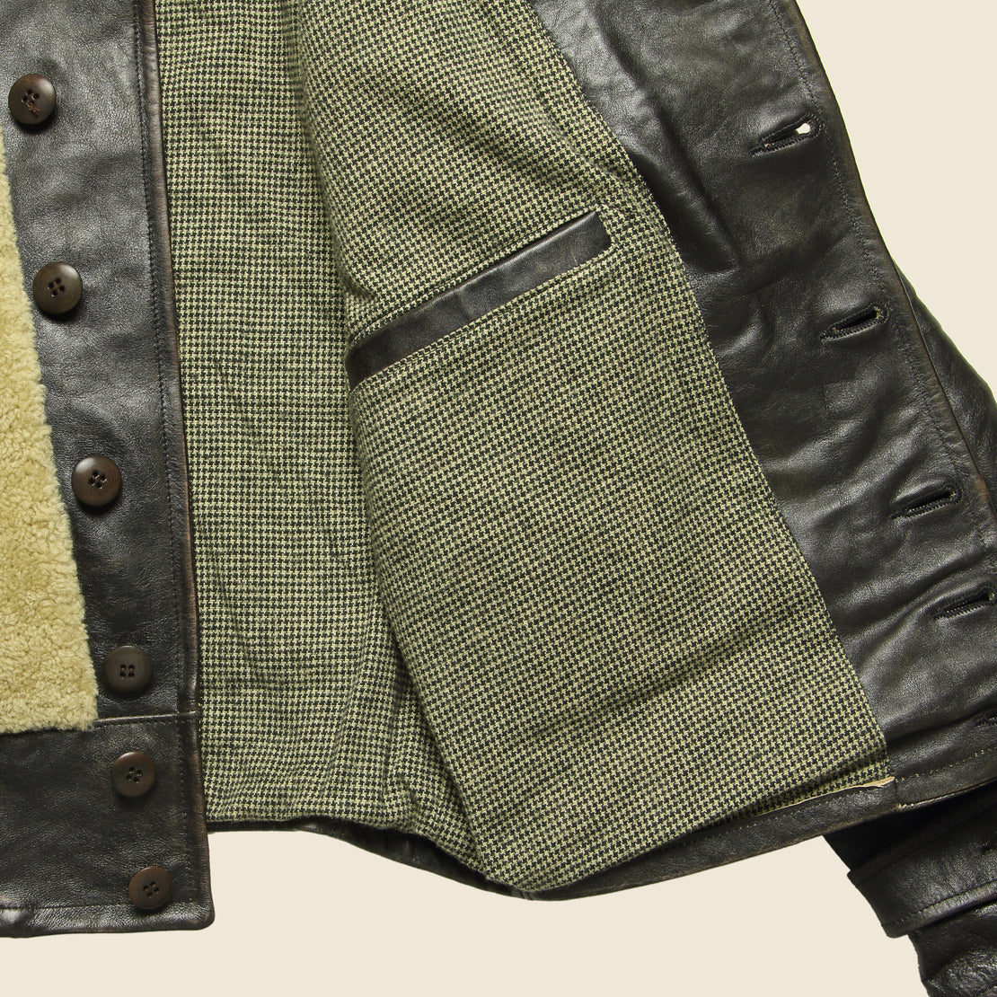 Shearling-Leather Motorcycle Jacket - Black/Cream - RRL - STAG Provisions - Outerwear - Coat / Jacket