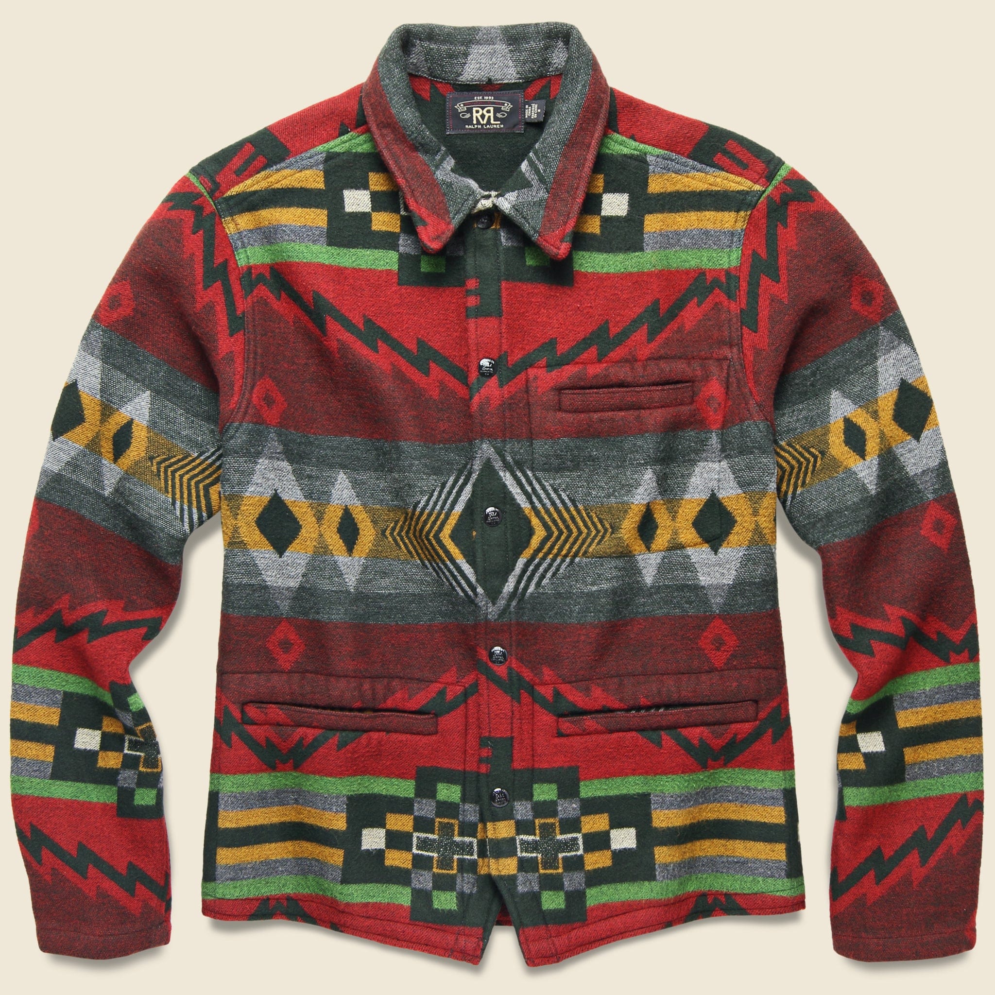 Southwestern Jacquard Overshirt - Red - RRL - STAG Provisions - Tops - L/S Woven - Overshirt