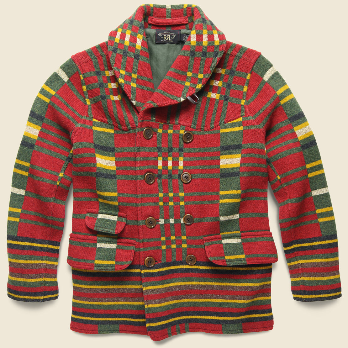 RRL Birdseye Jacquard Sweater Jacket - Red
