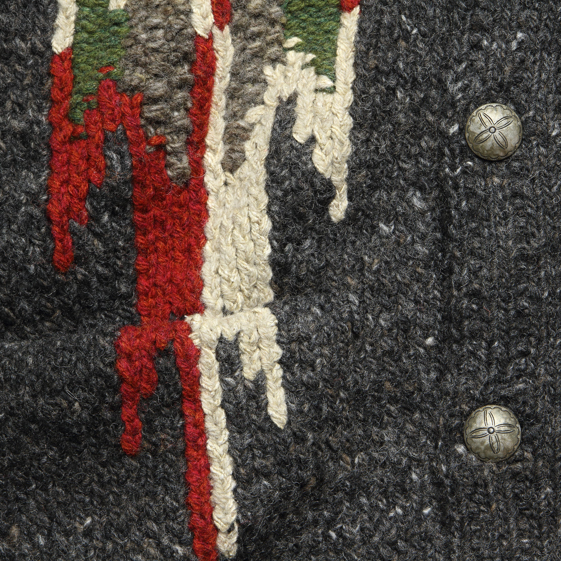 Hand-Knit Wool-Silk Cardigan - Black Multi - RRL - STAG Provisions - Tops - Sweater