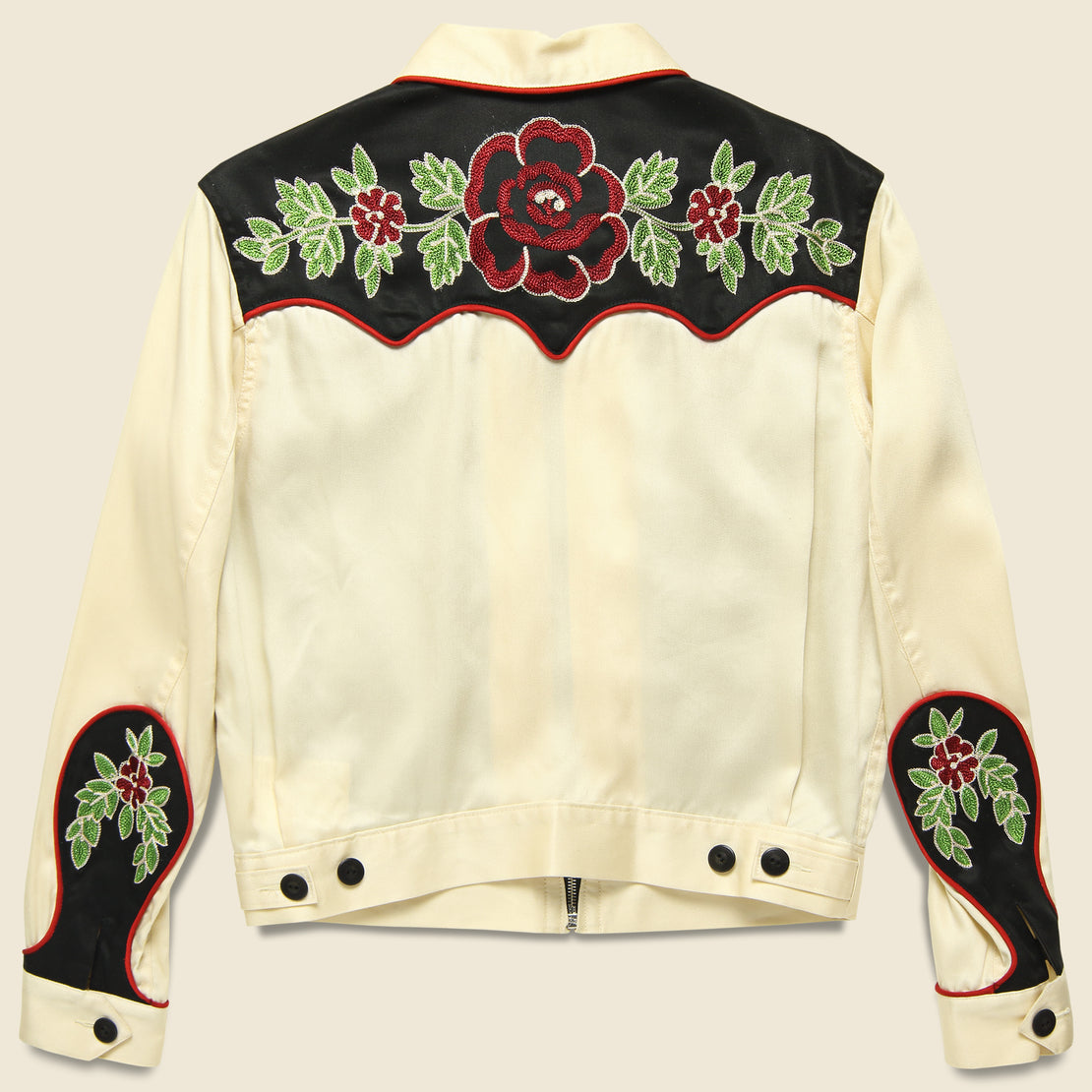 Embroidered Western Jacket - Black/Red/Cream
