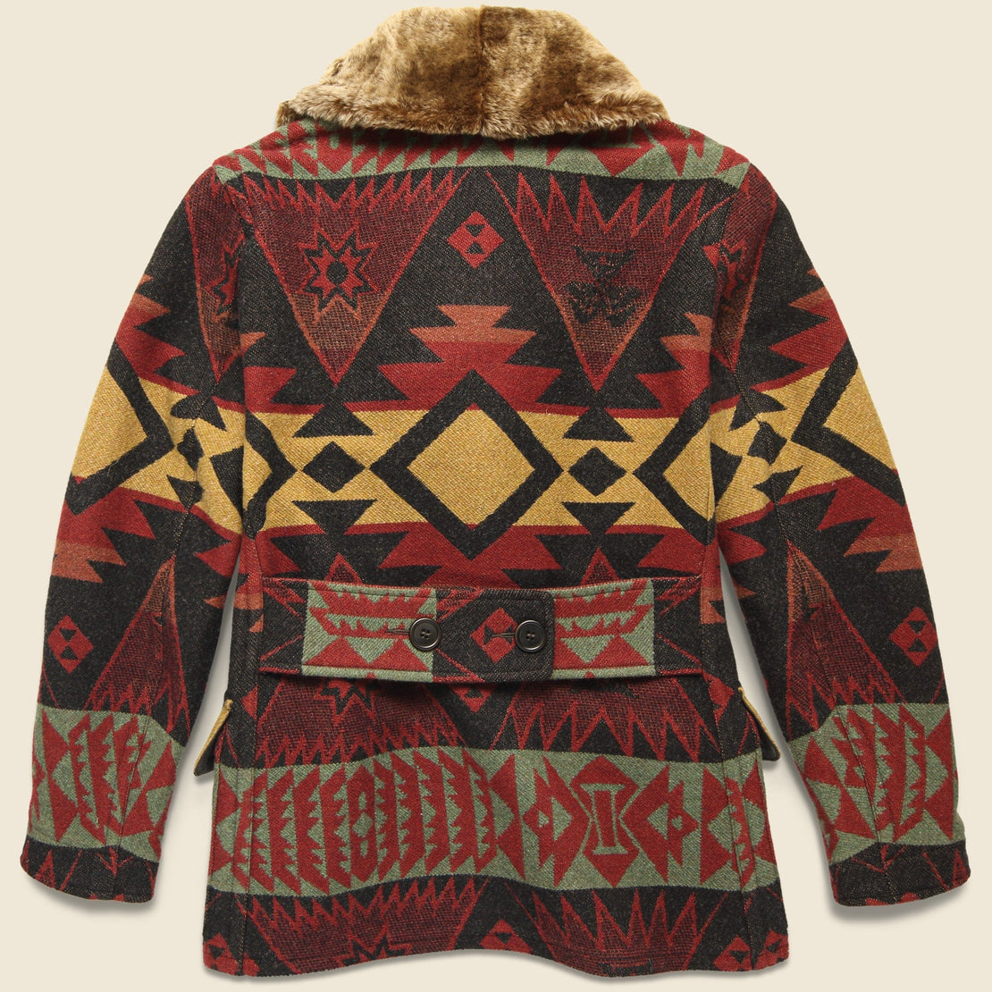 Red Ranch Jacket Shearling-Collar Jacquard Ranch Jacket - Red
