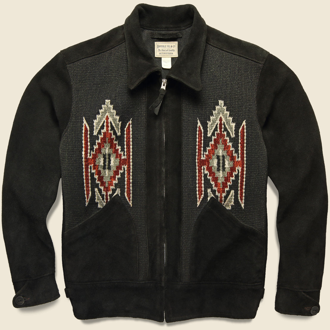 RRL Paneled Suede Western Jacket - Vintage Black