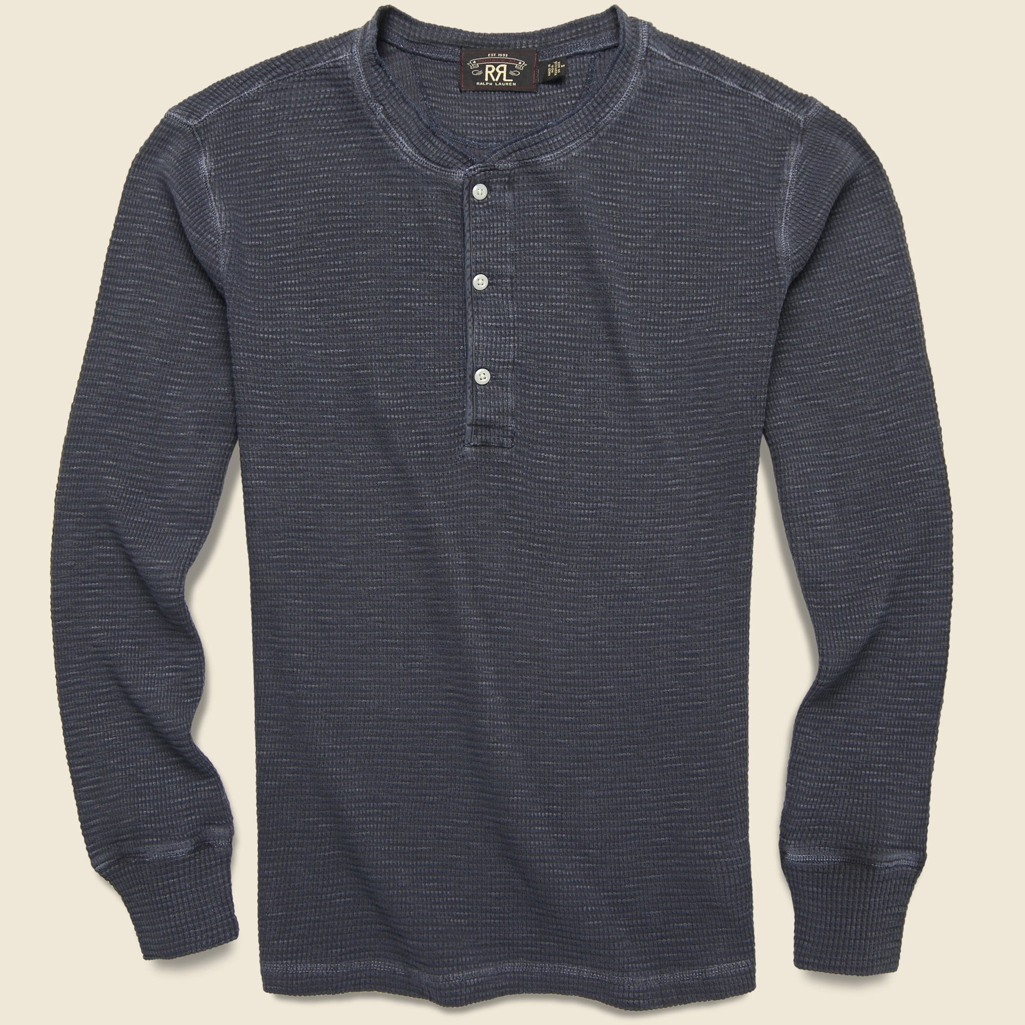 Waffle-Knit Henley - Navy - RRL - STAG Provisions - Tops - L/S Knit