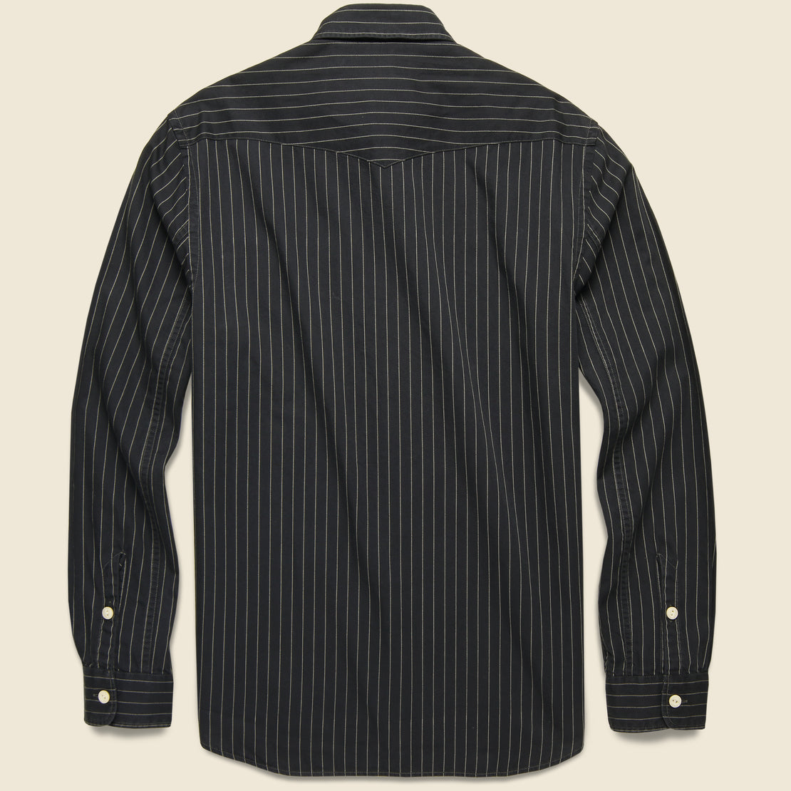 Striped Twill Workshirt - Sulphur Black - RRL - STAG Provisions - Tops - L/S Woven - Other Pattern