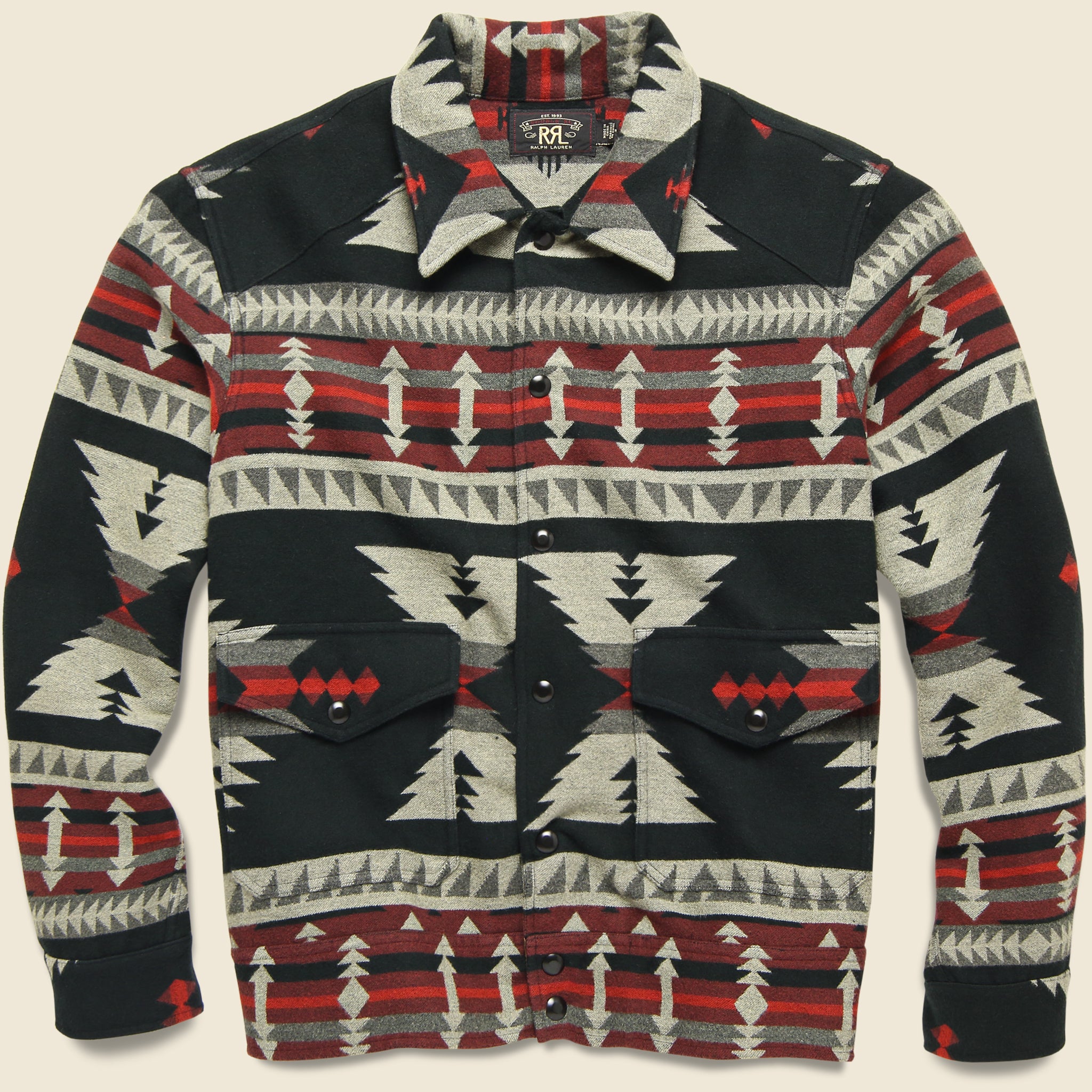 Brushed Jacquard Overshirt - Black/Multi - RRL - STAG Provisions - Tops - L/S Woven - Overshirt