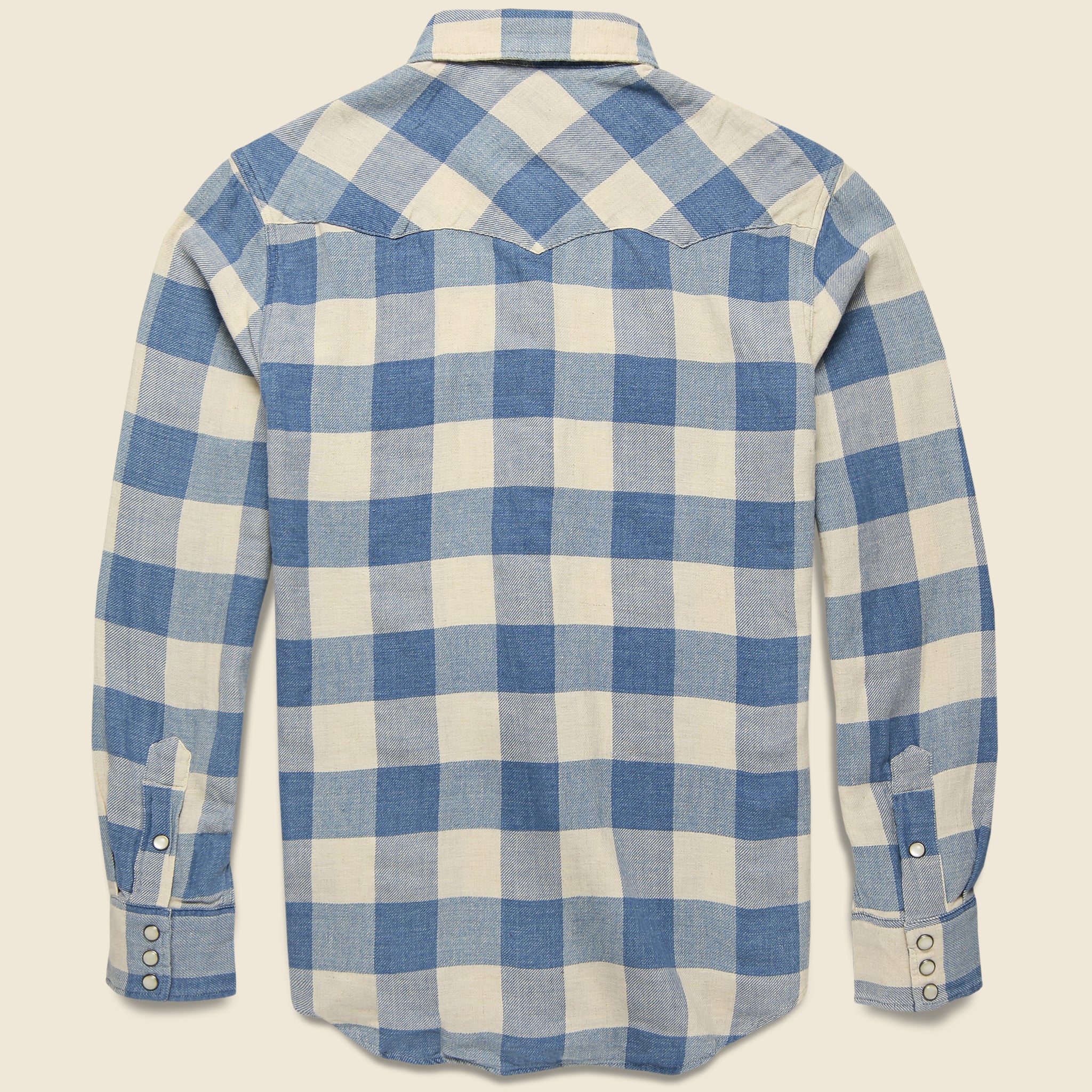 
                          Slim Fit Buffalo Western Shirt - Indigo/Cream - RRL - STAG Provisions - Tops - L/S Woven - Plaid
                        