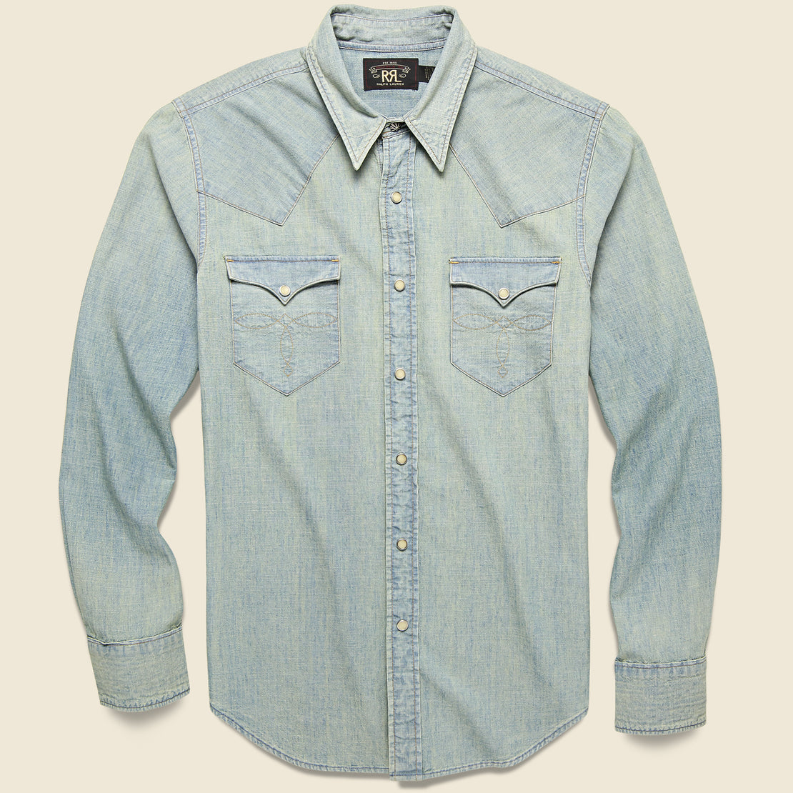 RRL Slim Chambray Western Shirt - Davey Wash