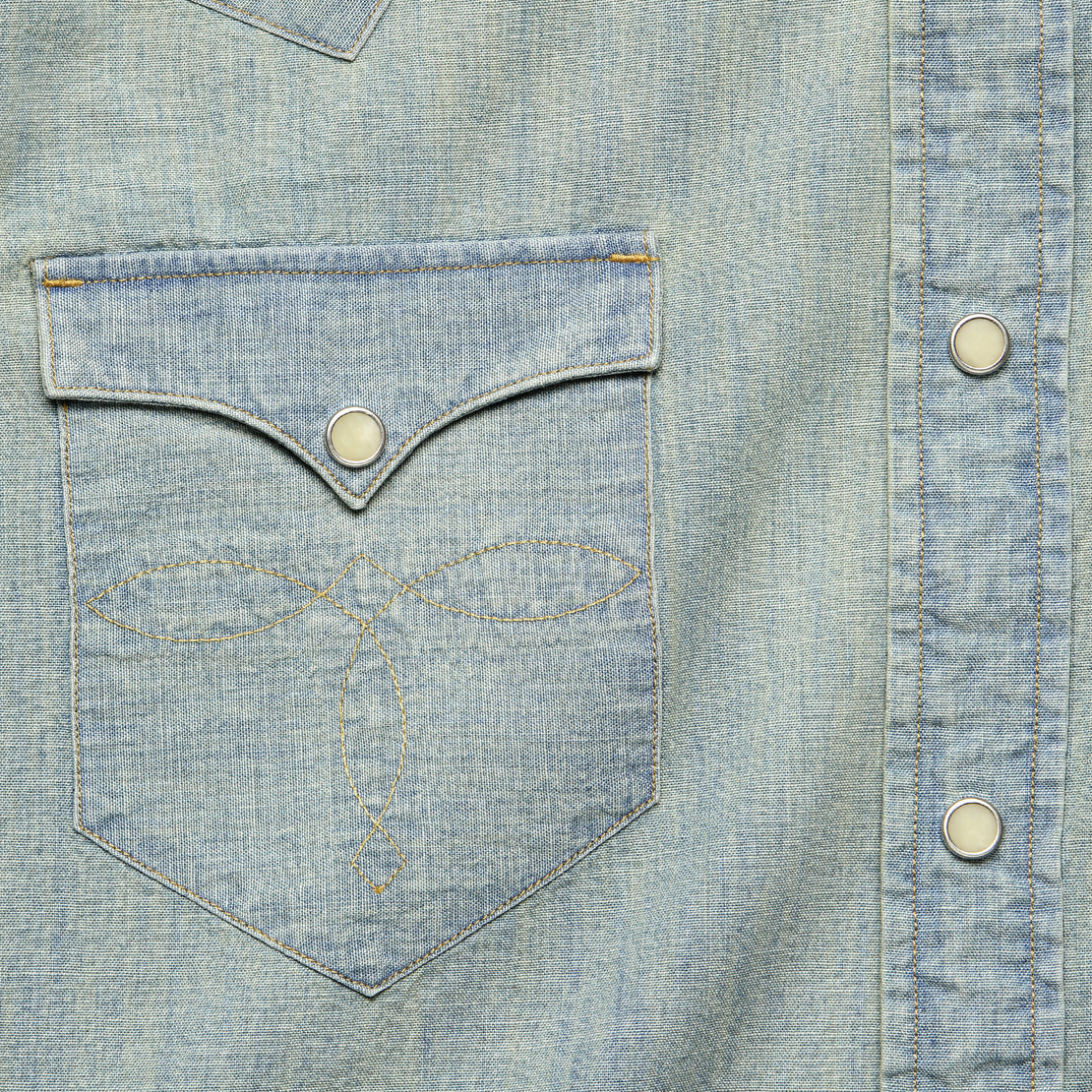 Slim Chambray Western Shirt - Davey Wash - RRL - STAG Provisions - Tops - L/S Woven - Solid