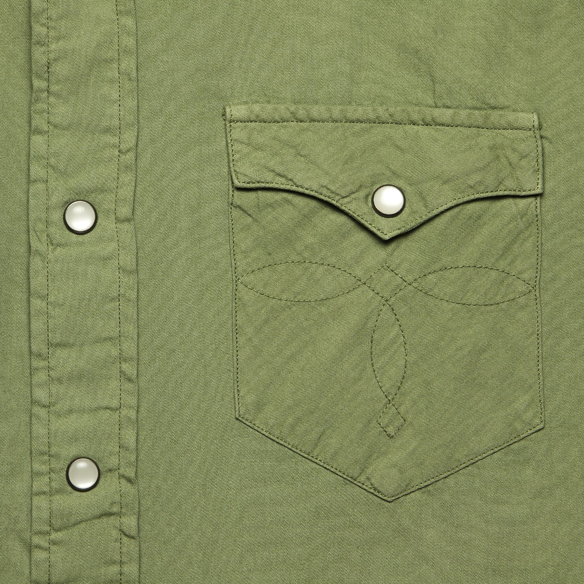 
                          Slim Fit Twill Western Shirt - Olive Drab - RRL - STAG Provisions - Tops - L/S Woven - Solid
                        