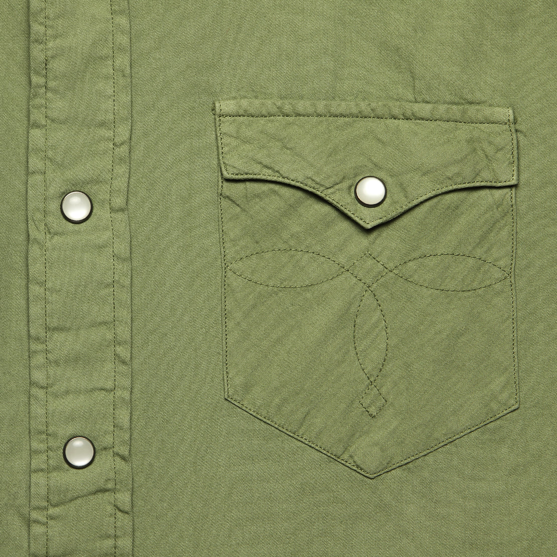 Slim Fit Twill Western Shirt - Olive Drab - RRL - STAG Provisions - Tops - L/S Woven - Solid