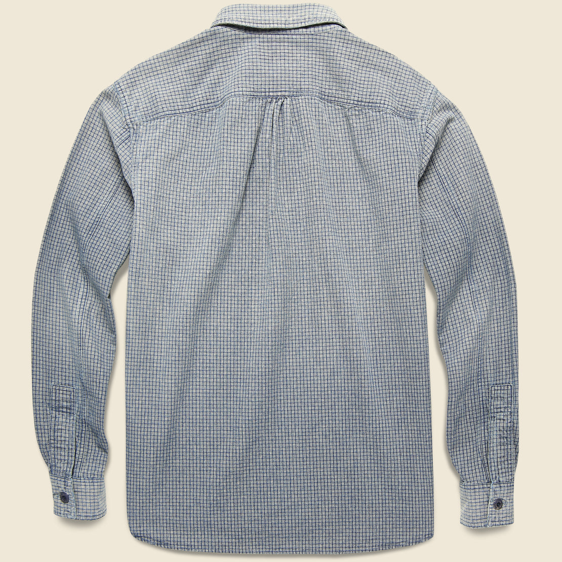 Checked Popover Shirt - Cream/Indigo - RRL - STAG Provisions - Tops - L/S Woven - Stripe