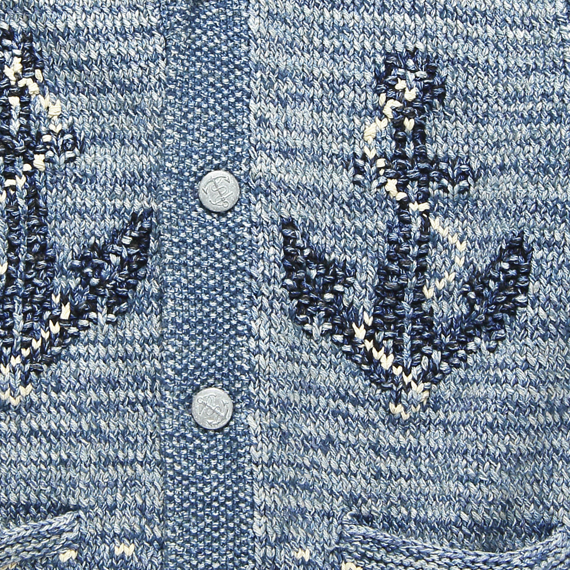 Hand-Knit Cotton-Blend Shawl Cardigan - Indigo