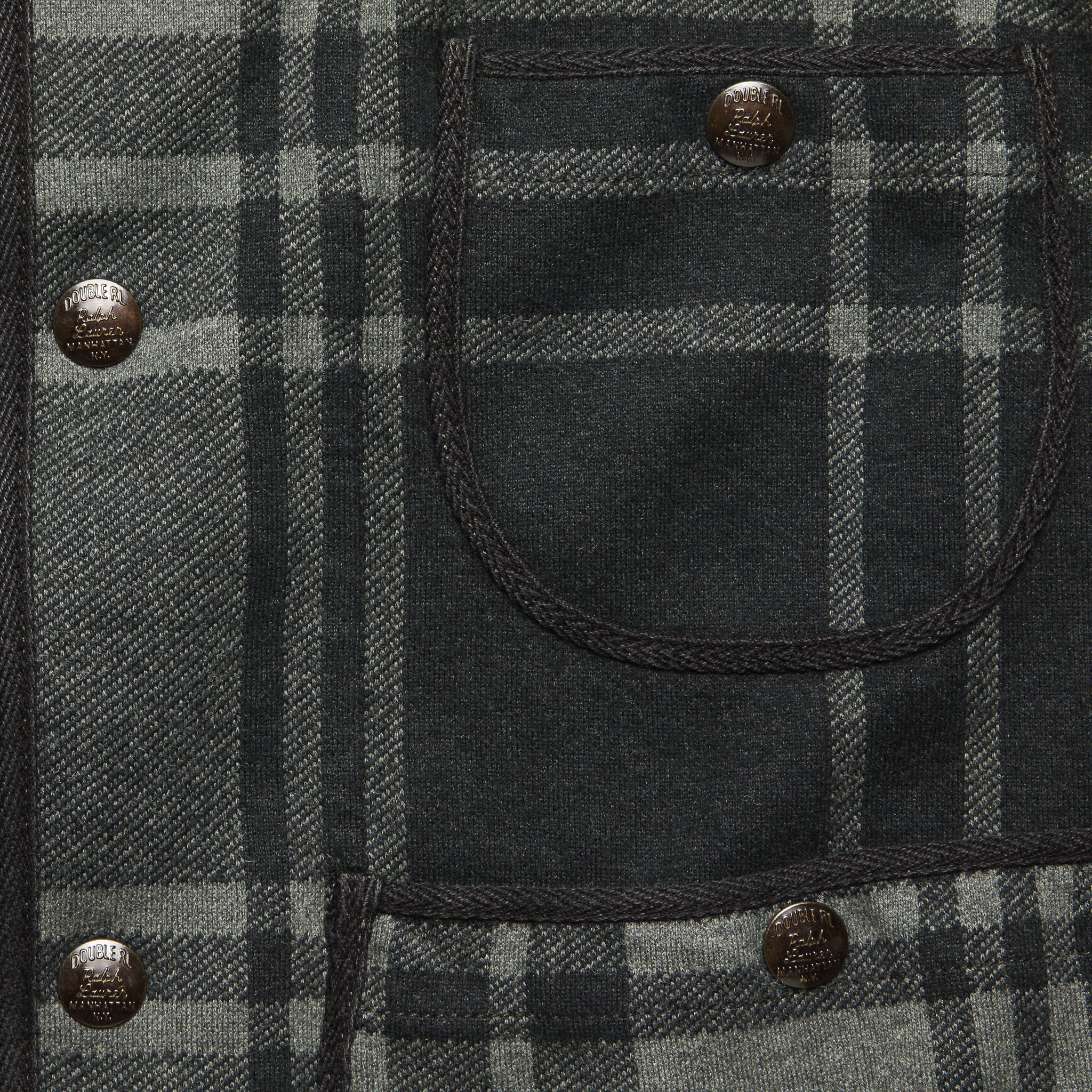 Plaid Knit Jacquard Jacket - Black/Charcoal - RRL - STAG Provisions - Tops - Sweater