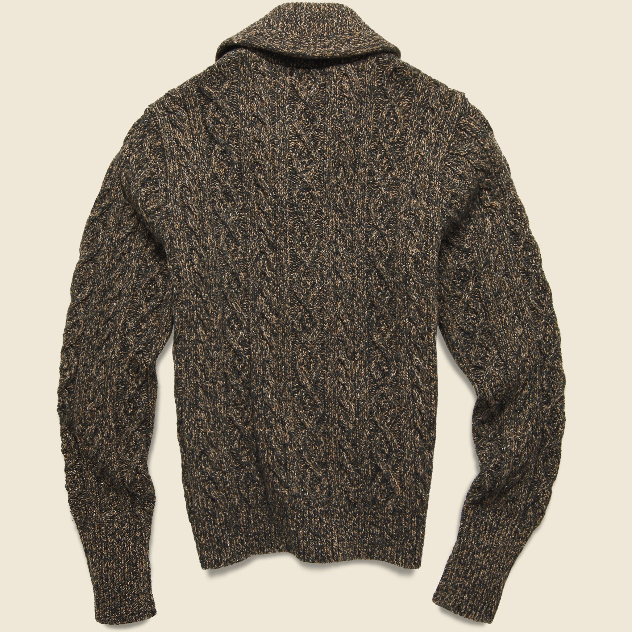 
                          Marled Aran-Knit Wool-Blend Cardigan - Black/Brown - RRL - STAG Provisions - Tops - Sweater
                        