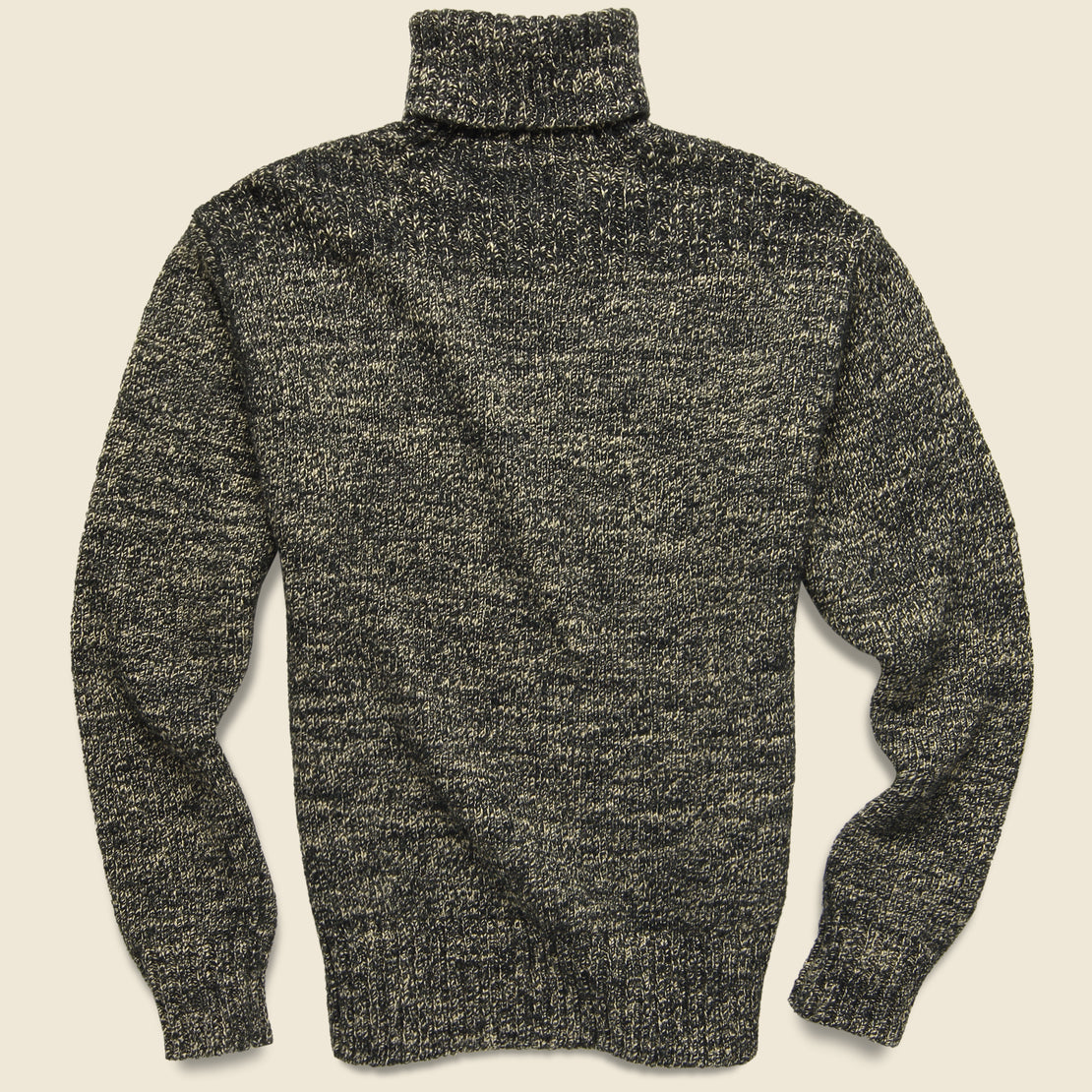 Marled Cotton-Blend Turtleneck Sweater - Black/Cream