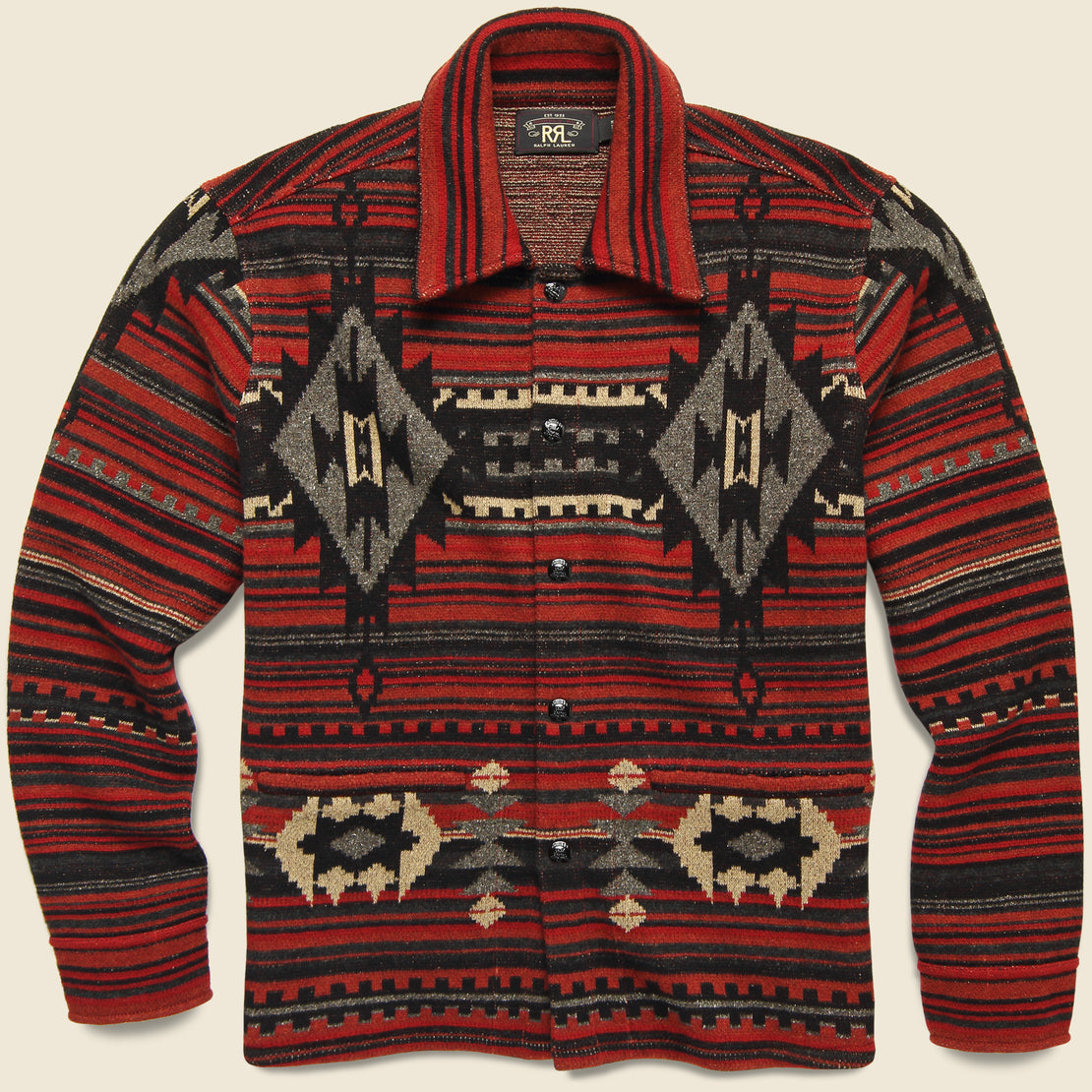 RRL Wool-Blend Jacquard Workshirt Sweater - Red/Black