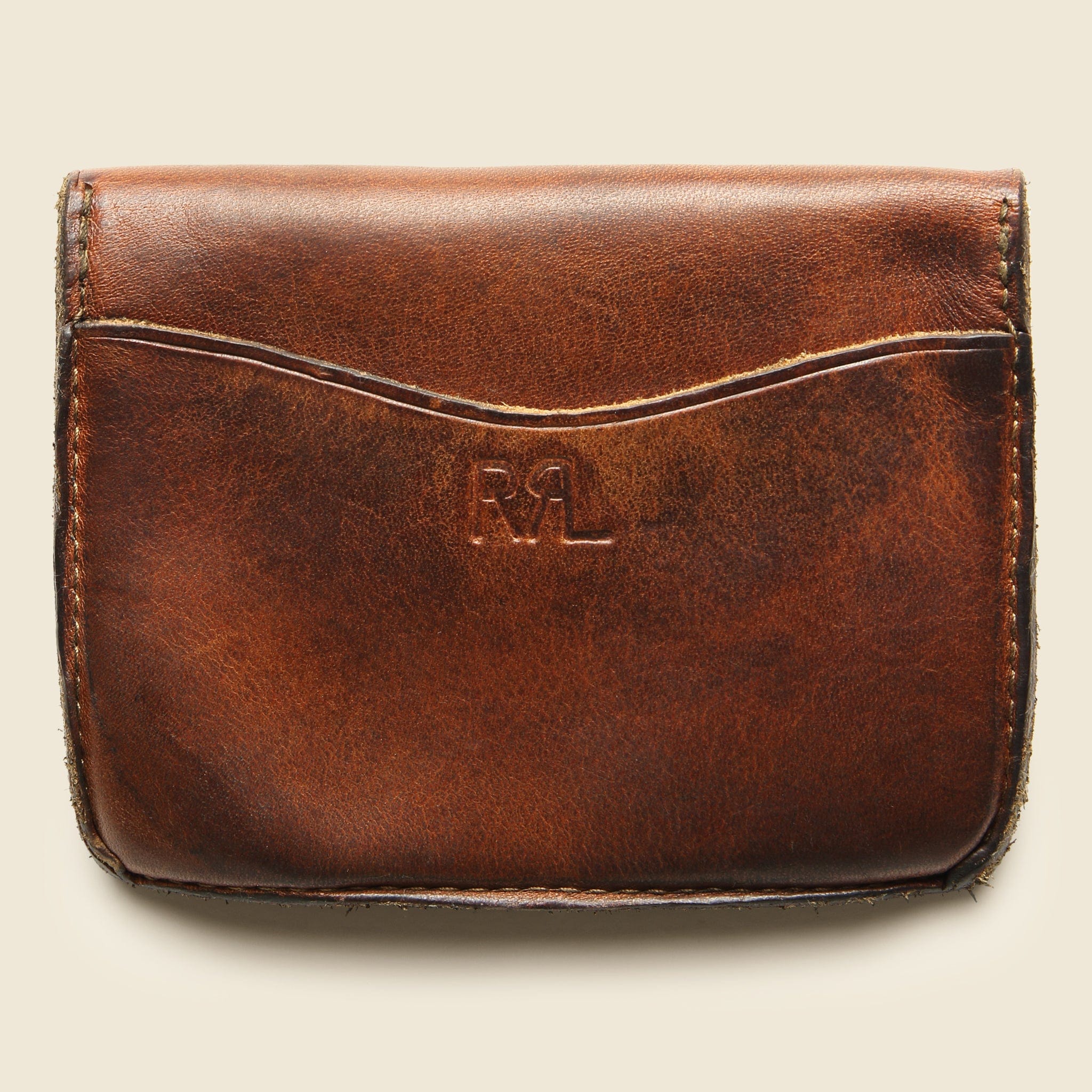 
                          Tumbled Leather Card Wallet - Dark Brown - RRL - STAG Provisions - Accessories - Wallets
                        