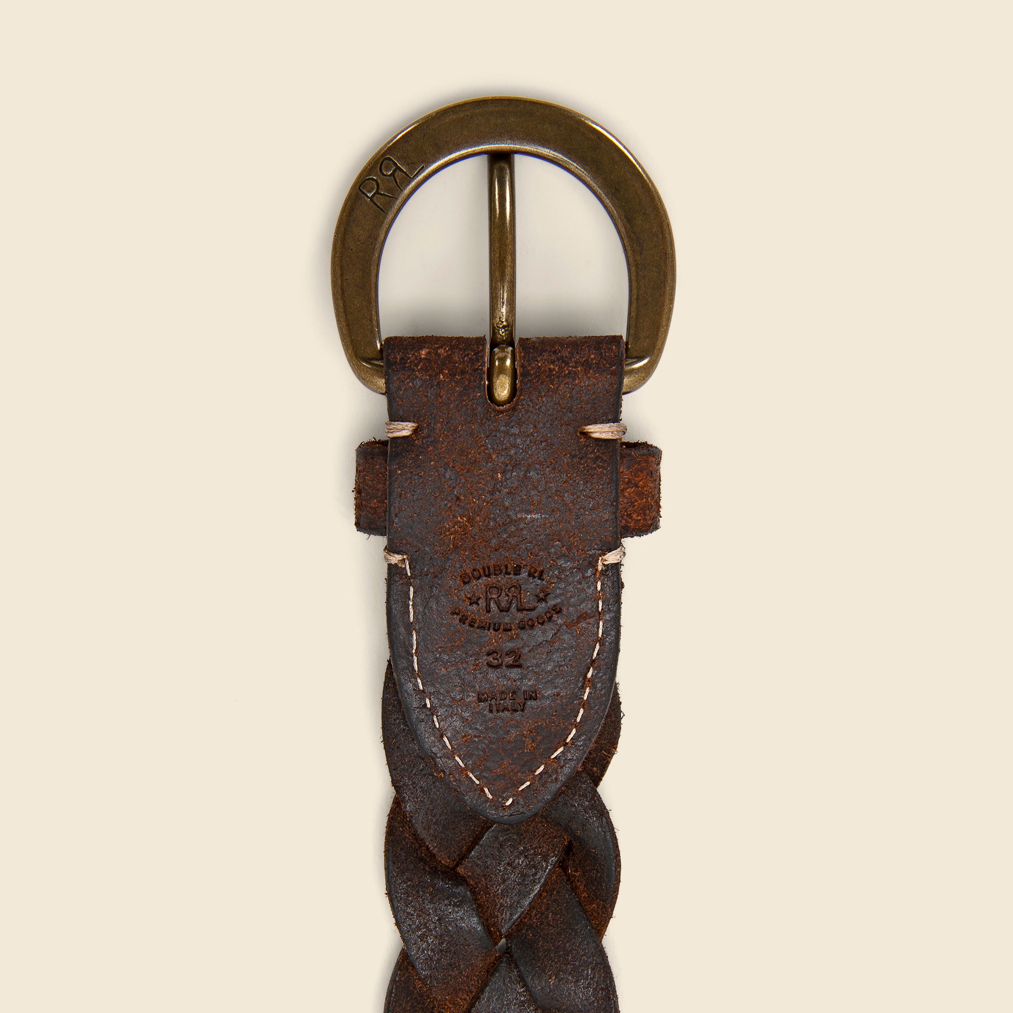 
                          Hand-Braided Leather Belt - Tan - RRL - STAG Provisions - Accessories - Belts
                        