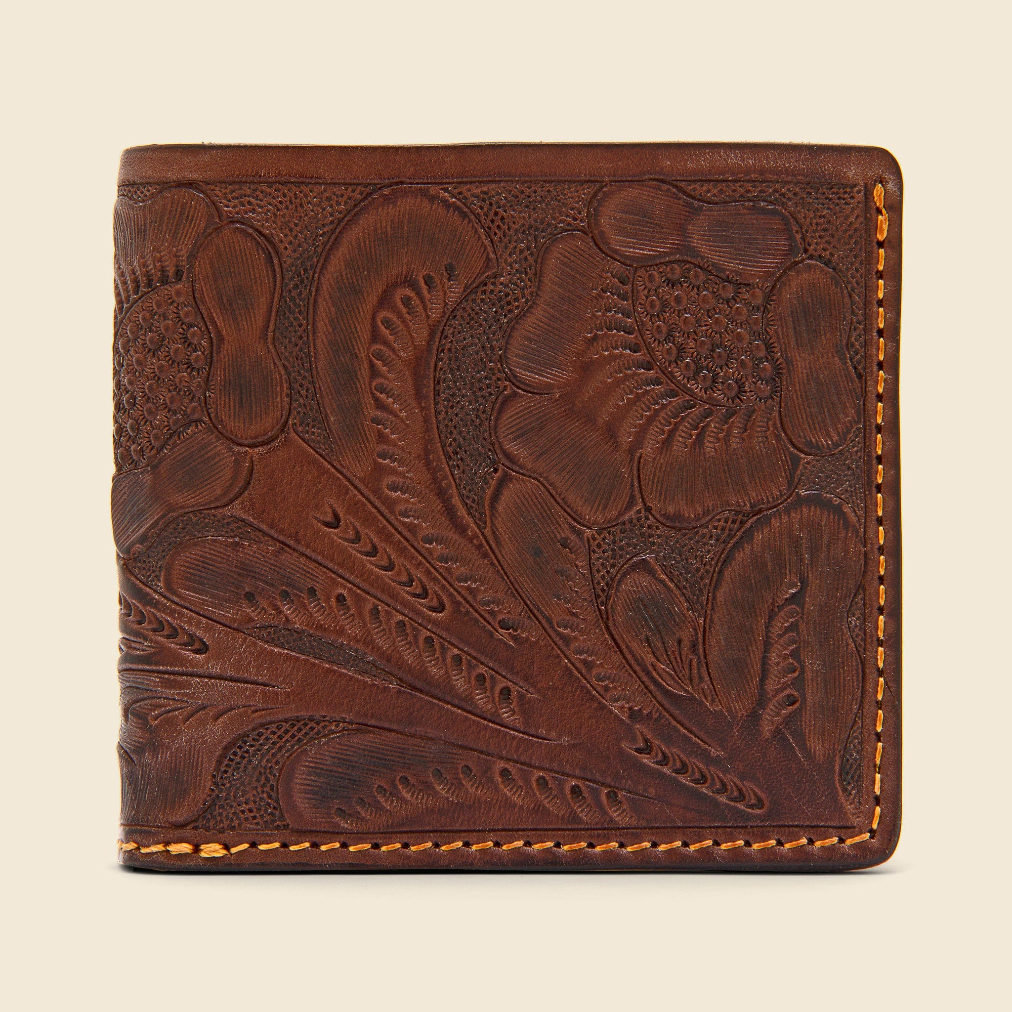 Tooled Leather Billfold - Brown - RRL - STAG Provisions - Accessories - Wallets