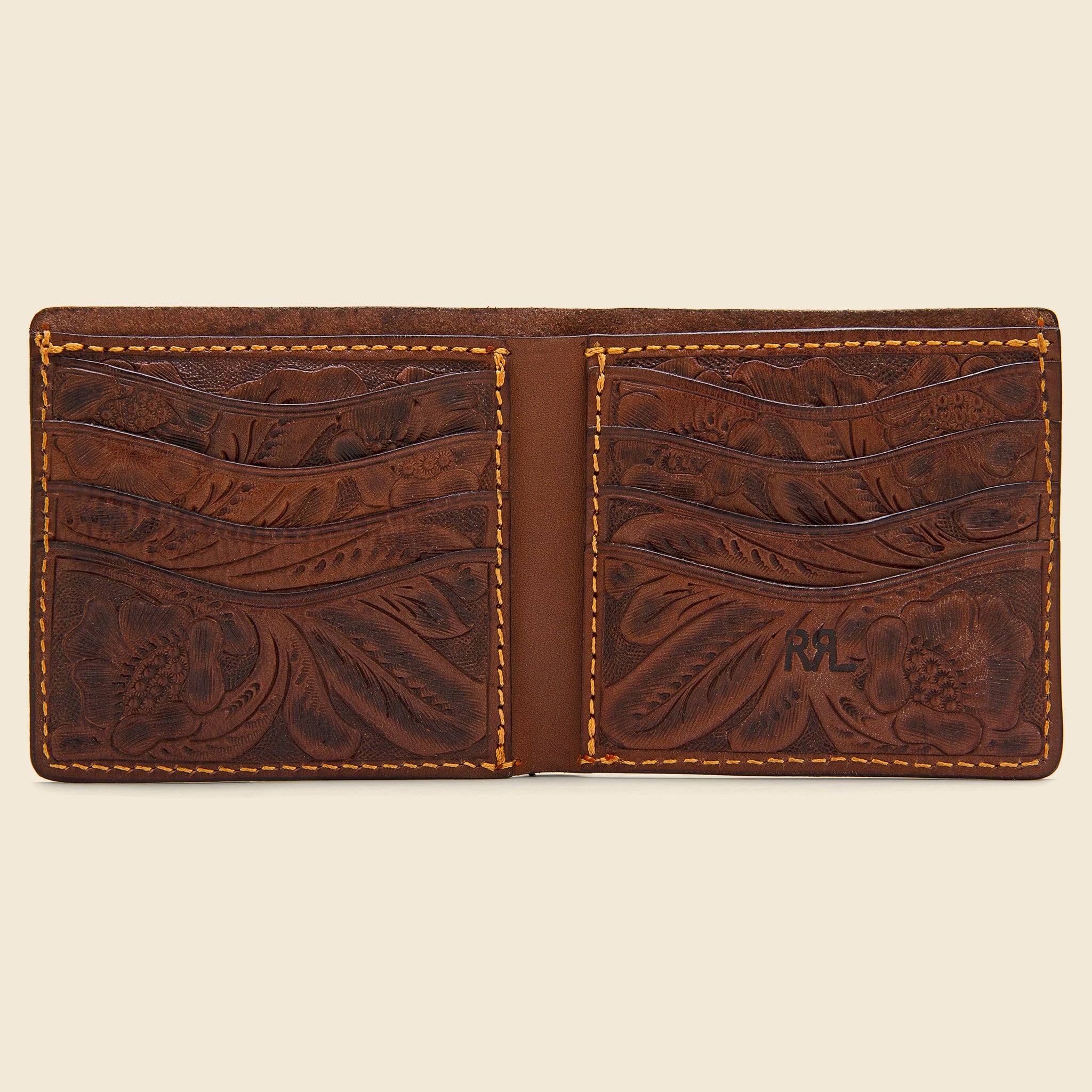 
                          Tooled Leather Billfold - Brown - RRL - STAG Provisions - Accessories - Wallets
                        