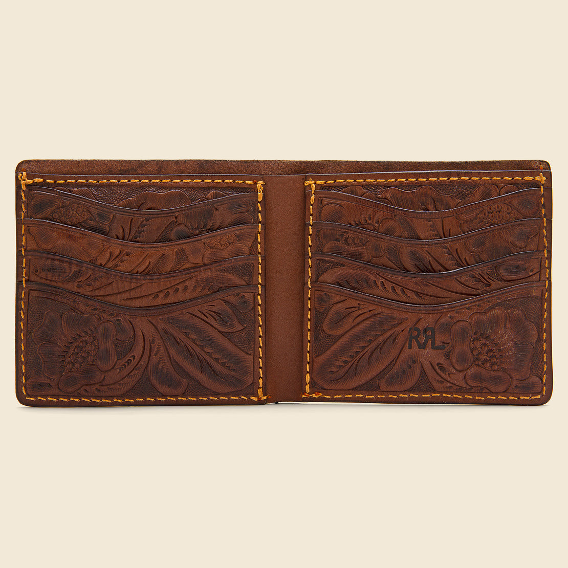 Tooled Leather Billfold - Brown - RRL - STAG Provisions - Accessories - Wallets