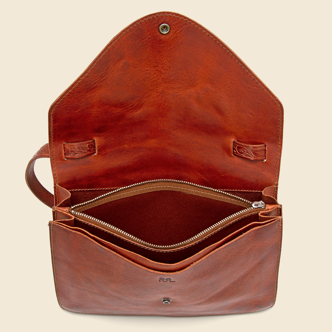 Concha Envelope Embossed Leather Handbag - Dark Brown
