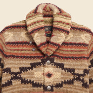 Wool/Linen/Silk Hand-Knit Shawl Collar Cardigan