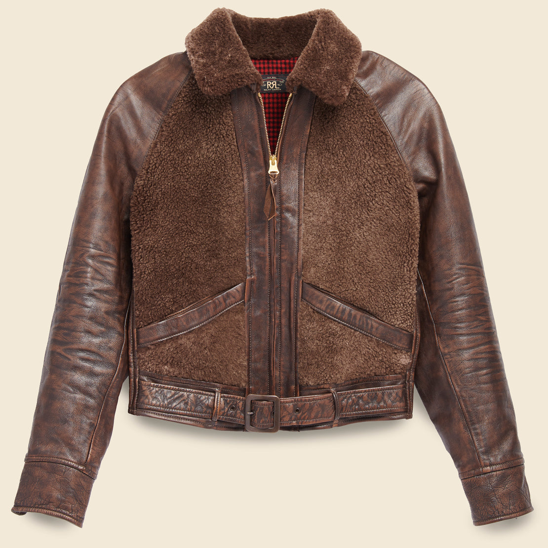 RRL Amport Shearling Leather Jacket - Brown