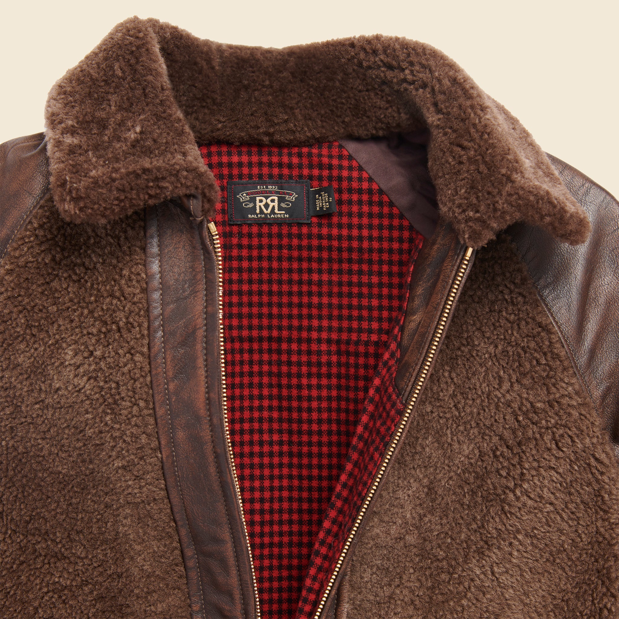 
                          Amport Shearling Leather Jacket - Brown - RRL - STAG Provisions - W - Outerwear - Coat/Jacket
                        