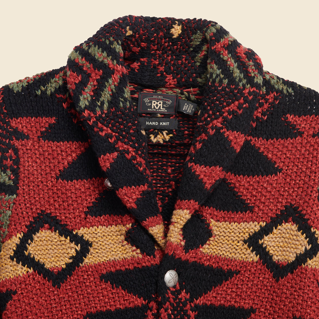 Hand-Knit Ranch Cardigan - Red/Black