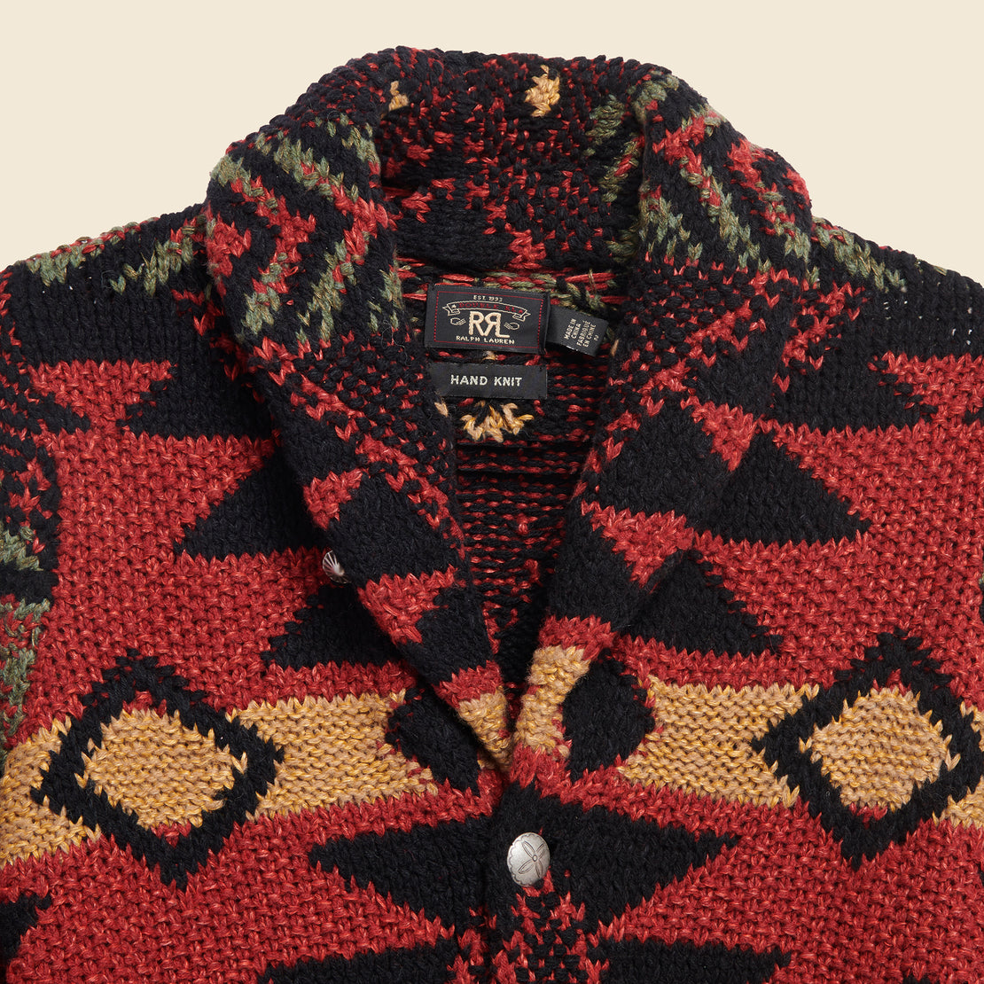 Hand-Knit Ranch Cardigan - Red/Black - RRL - STAG Provisions - W - Tops - Sweater